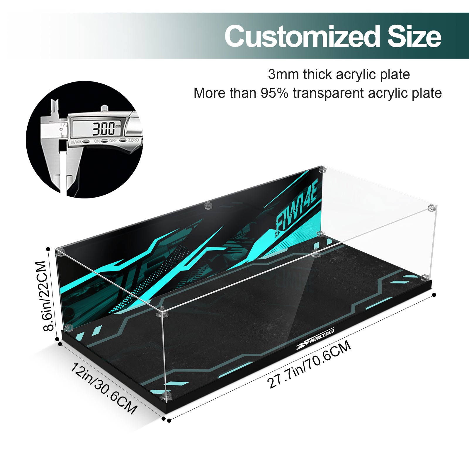 Acrylic Display Case for Lego 42171 Mercedes-AMG F1 W14 E Performance Race Car (Lego Set Not Included)