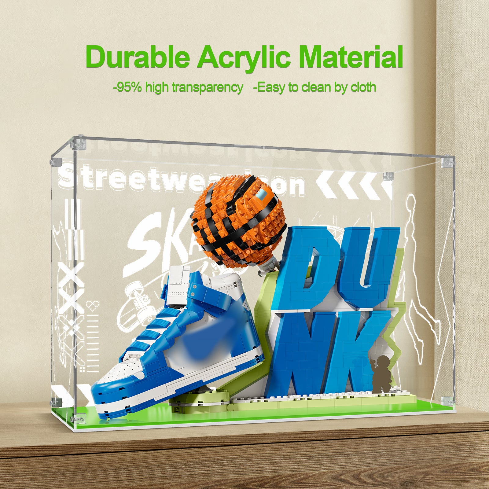 Acrylic Display Case for  Lego 43008 Set x Nike Dunk (Box Only, No Model)