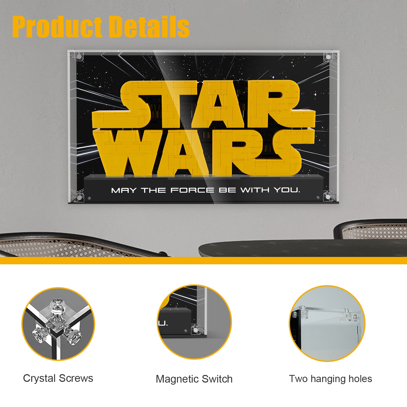 【Acrylic Display Case】for Lego Star Wars 75407 Brick-Built Star Wars Logo (ONLY Box, NOT Model)