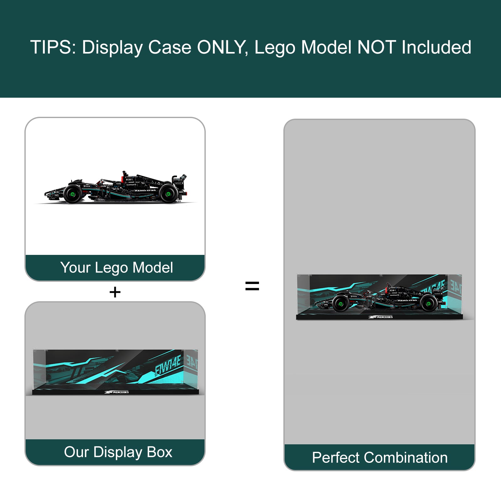 Acrylic Display Case for Lego 42171 Mercedes-AMG F1 W14 E Performance Race Car (Lego Set Not Included)