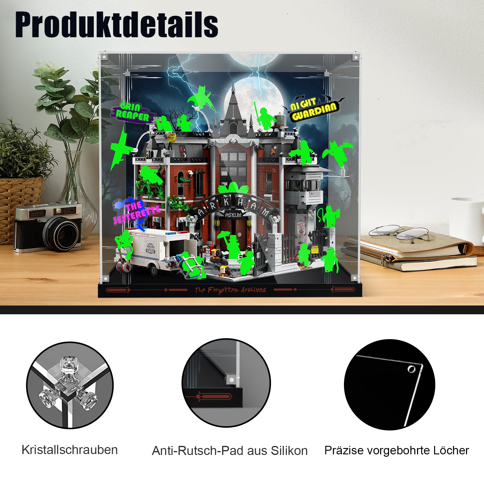 Acrylic Display Case for Lego Batman 76300 Arkham Asylum (Lego set Not included)