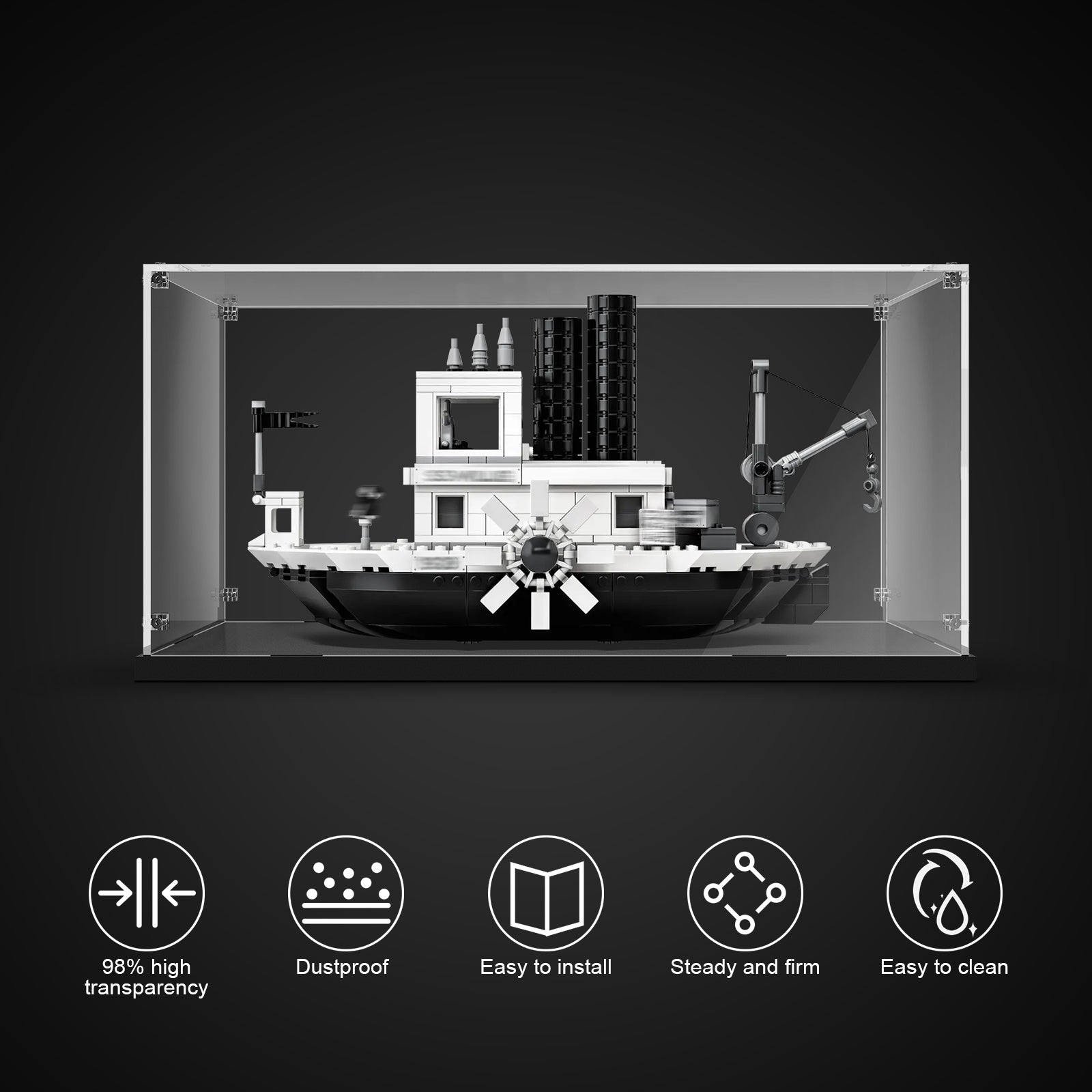 Universal Acrylic Display Case for Lego Model Car (Lego Set Not Included)