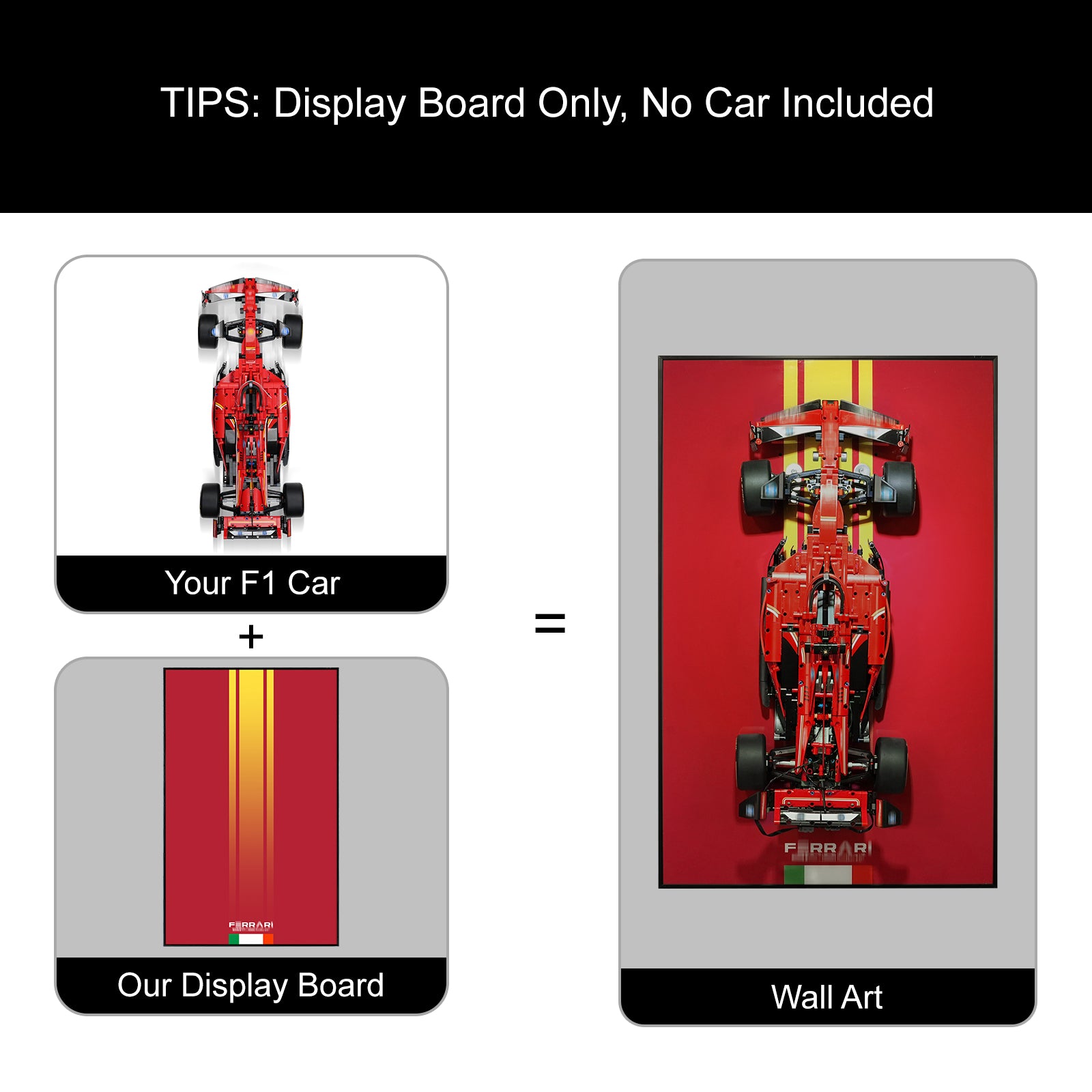 Display Wall Mount for Lego 42207 Technic Ferrari SF-24 F1 Car (Lego Set Not Included)