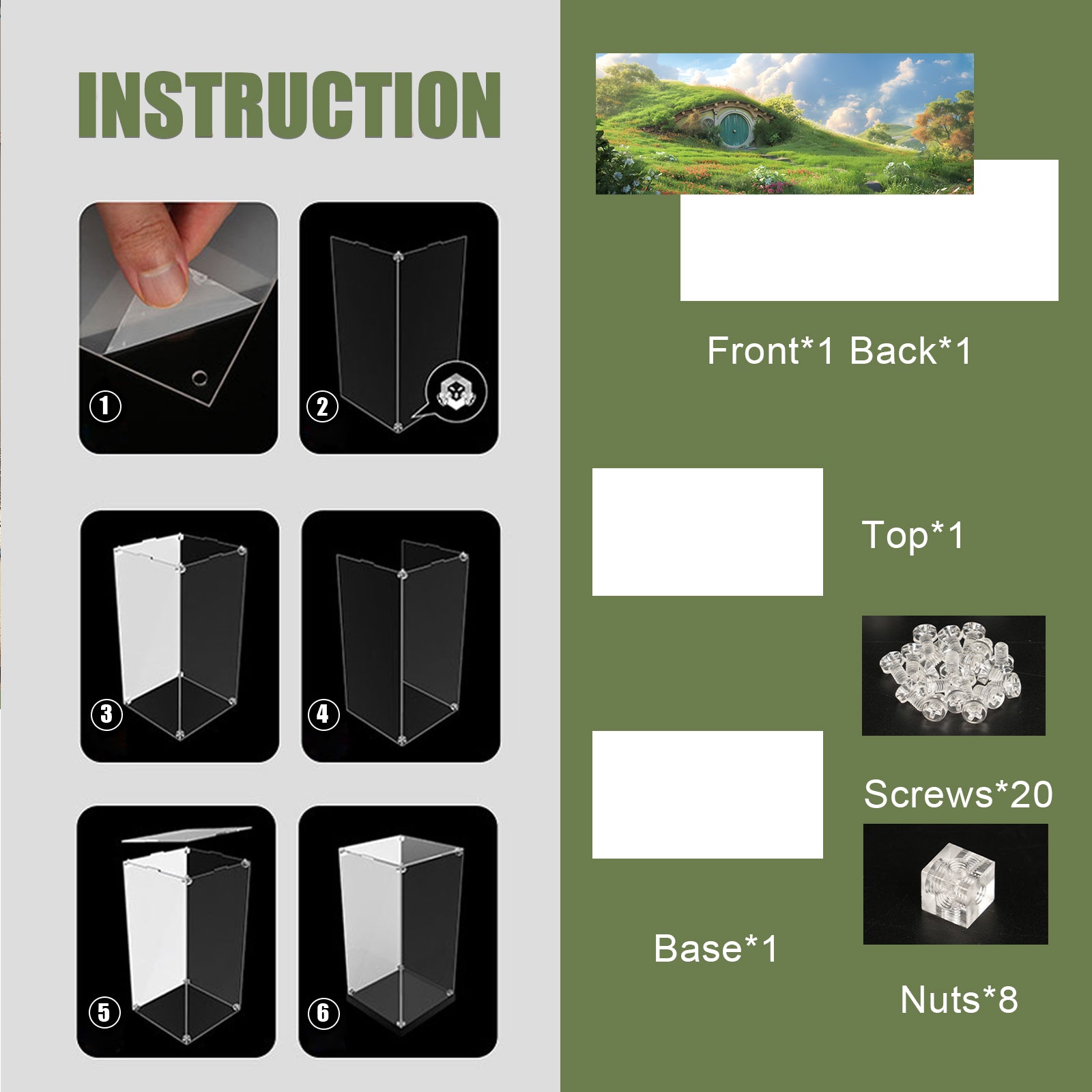 Acrylic Display Case for Lego 10354 The Lord of The Rings: The Shire (Lego Set Not Included)