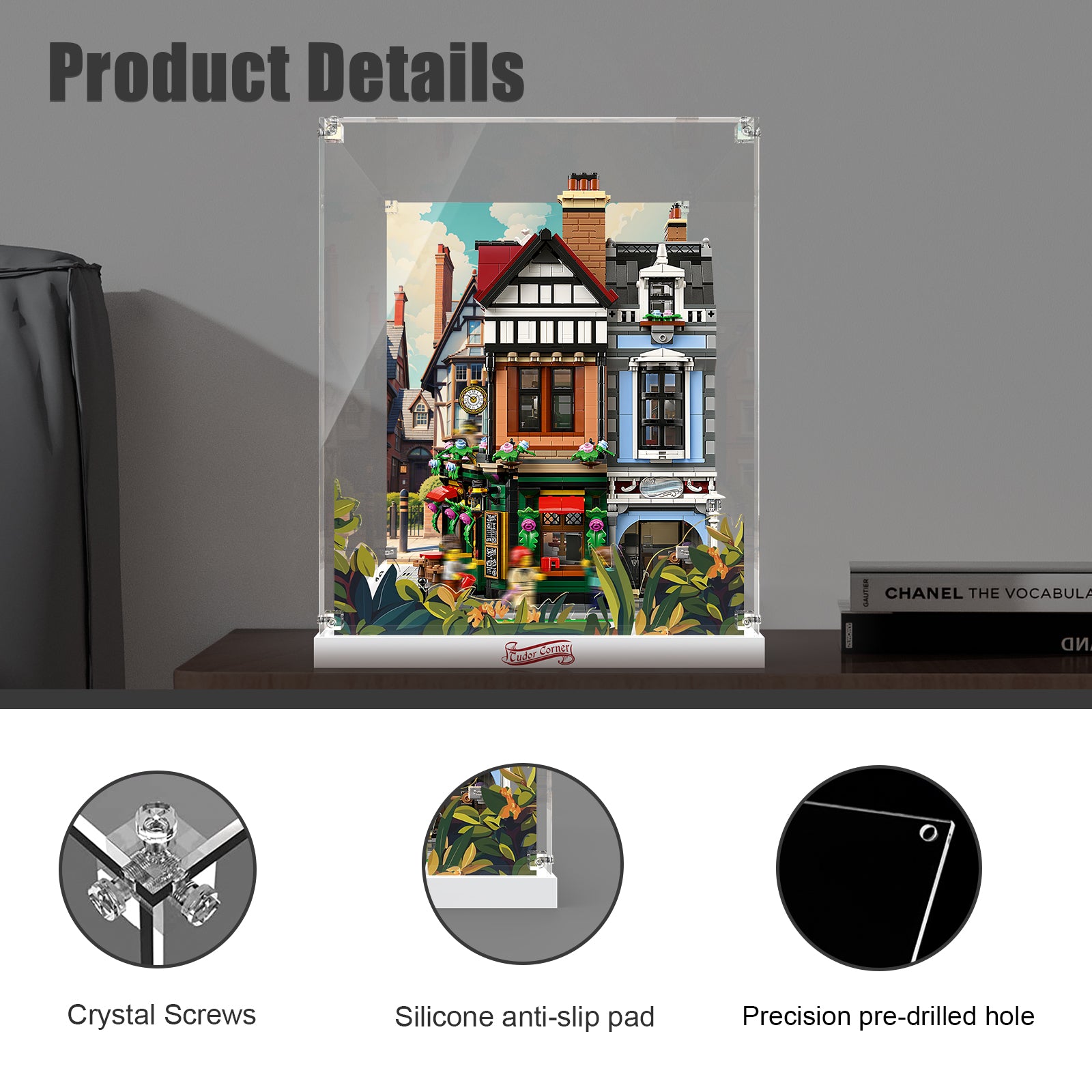 Acrylic Display Case for Lego 10350 Tudor Corner Building Set (Lego Set Not Included)