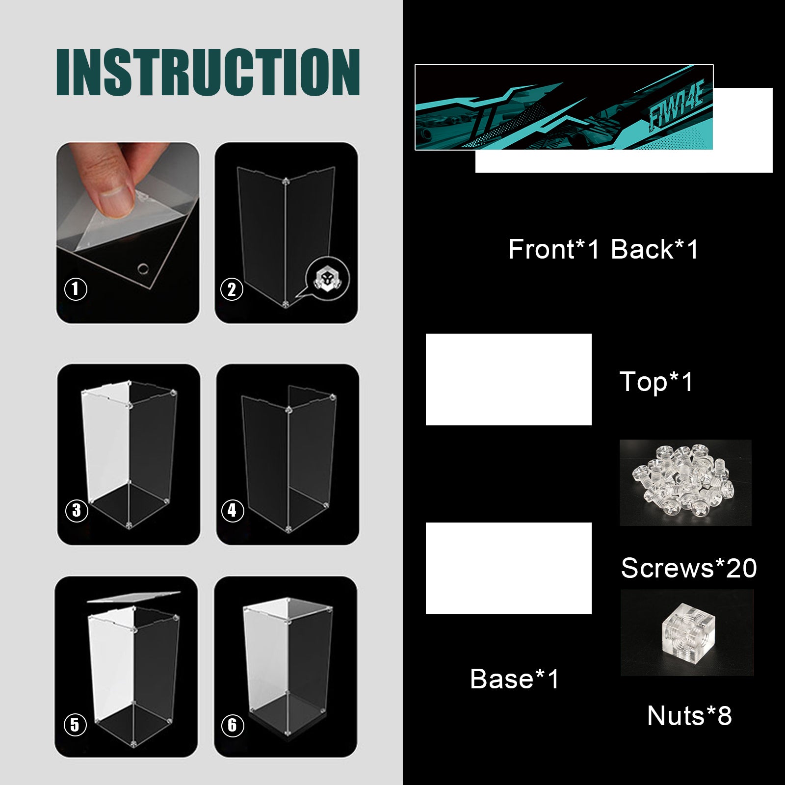 Acrylic Display Case for Lego 42171 Mercedes-AMG F1 W14 E Performance Race Car (Lego Set Not Included)
