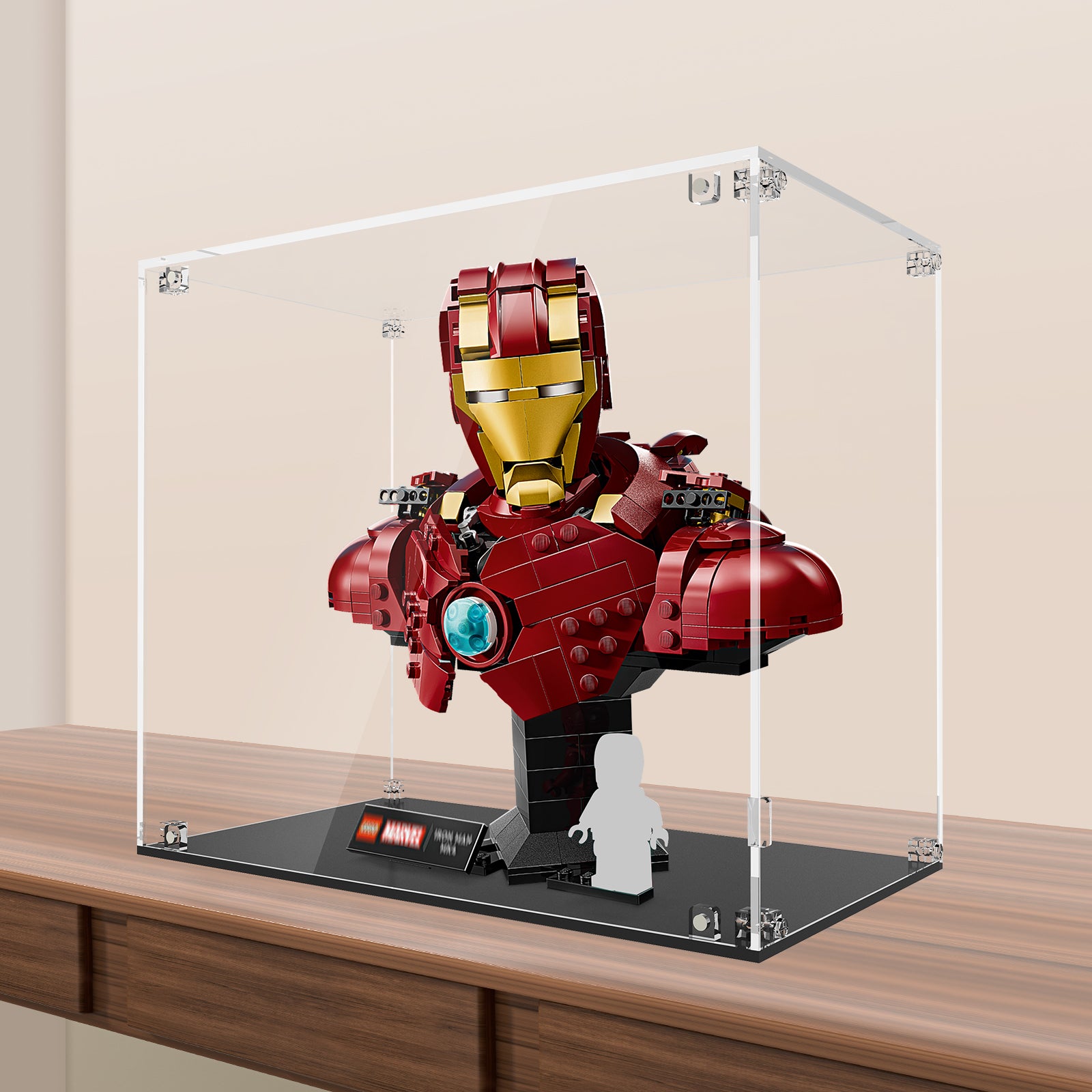 Acrylic Display Case for Lego 76327/76326 Iron Man MK4 Bust (Lego Set Not Included)