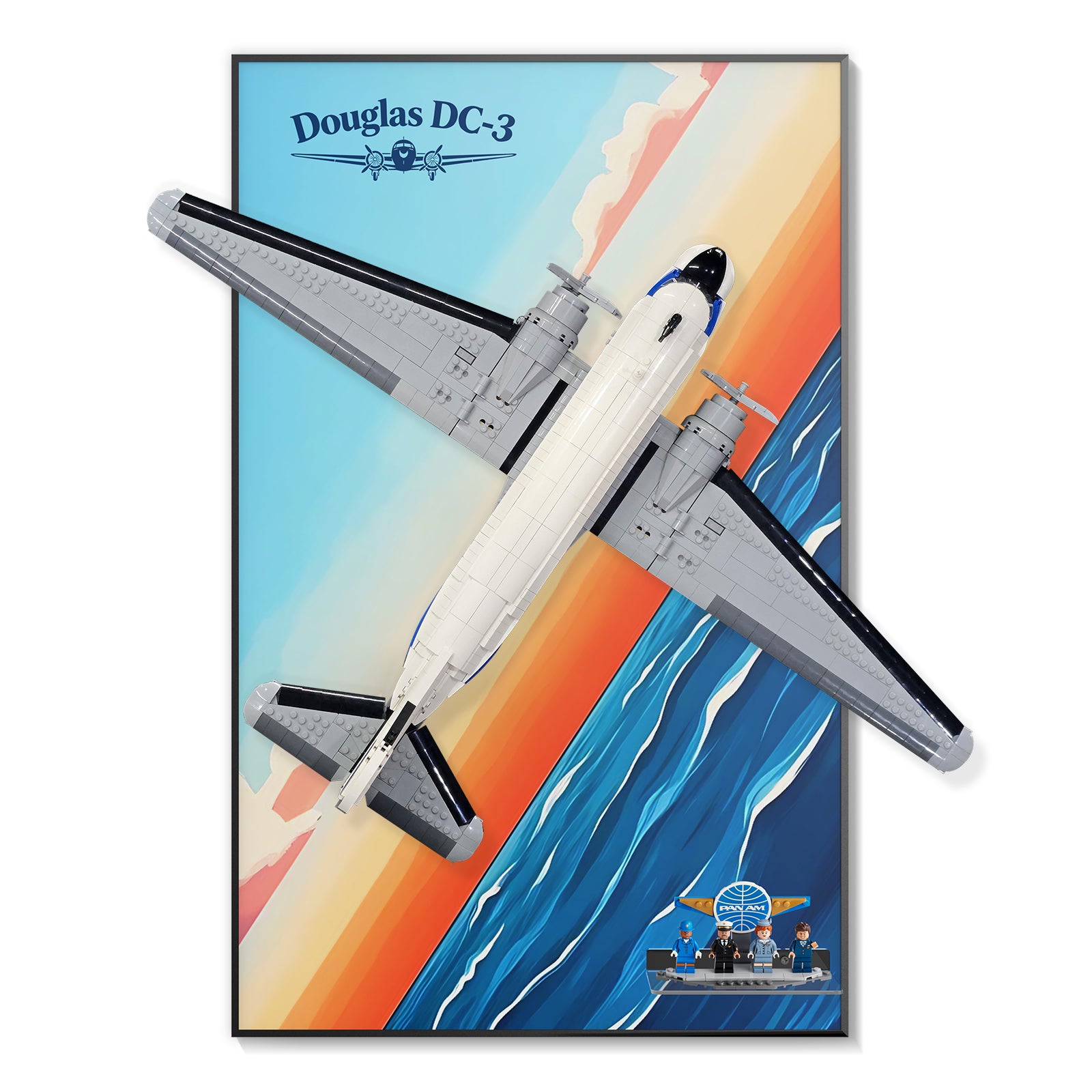 Acrylic Display Wall Mount for LEGO® Icons 11378 Douglas™ DC-3™ PAN AM® Airliner (LEGO® Set NOT Include)
