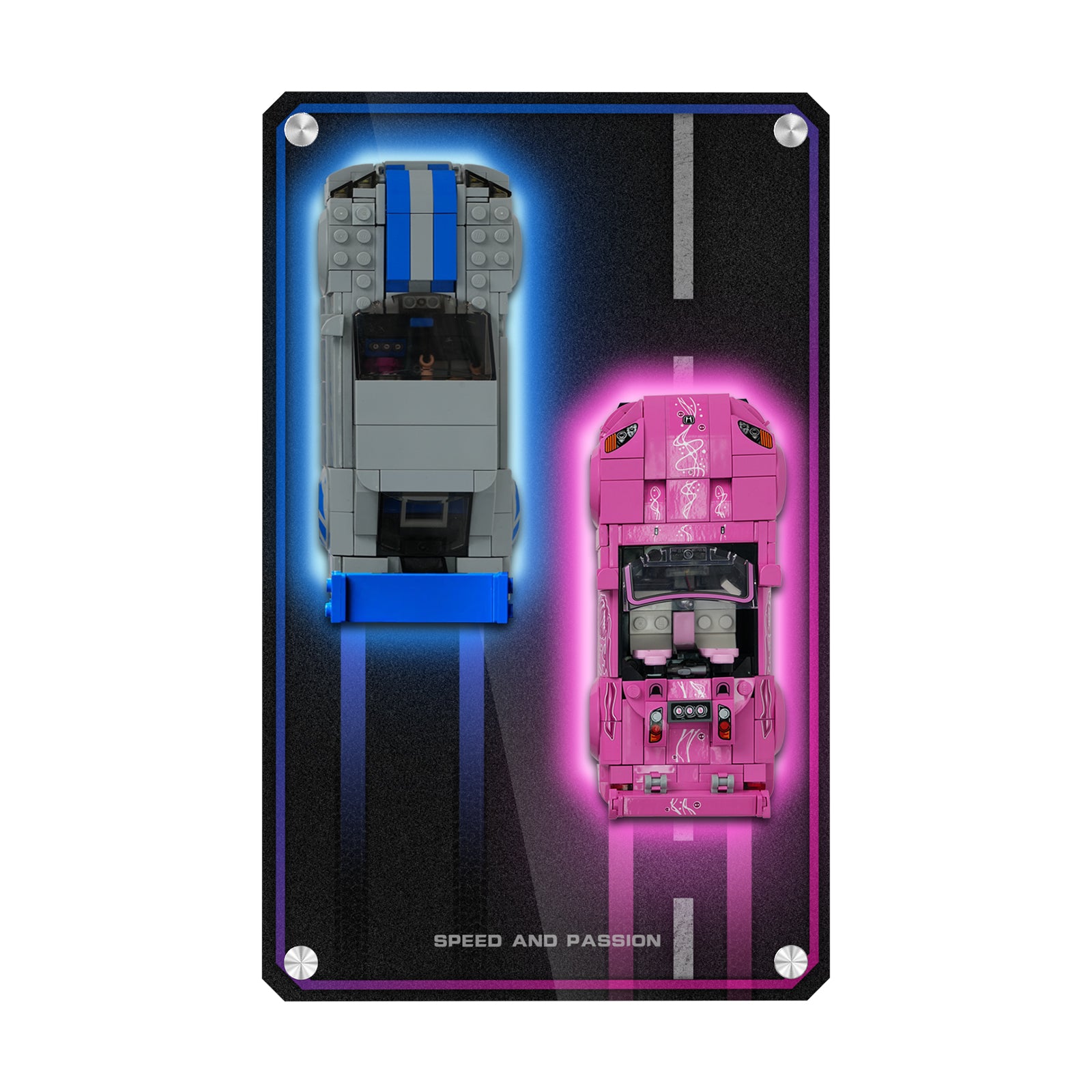 Acrylic Display Wall Mount for LEGO 77241 & 76917 Speed Champions: 2 Fast 2 Furious (Honda S2000 & Nissan Skyline GT-R R34) (LEGO Set Not Included)