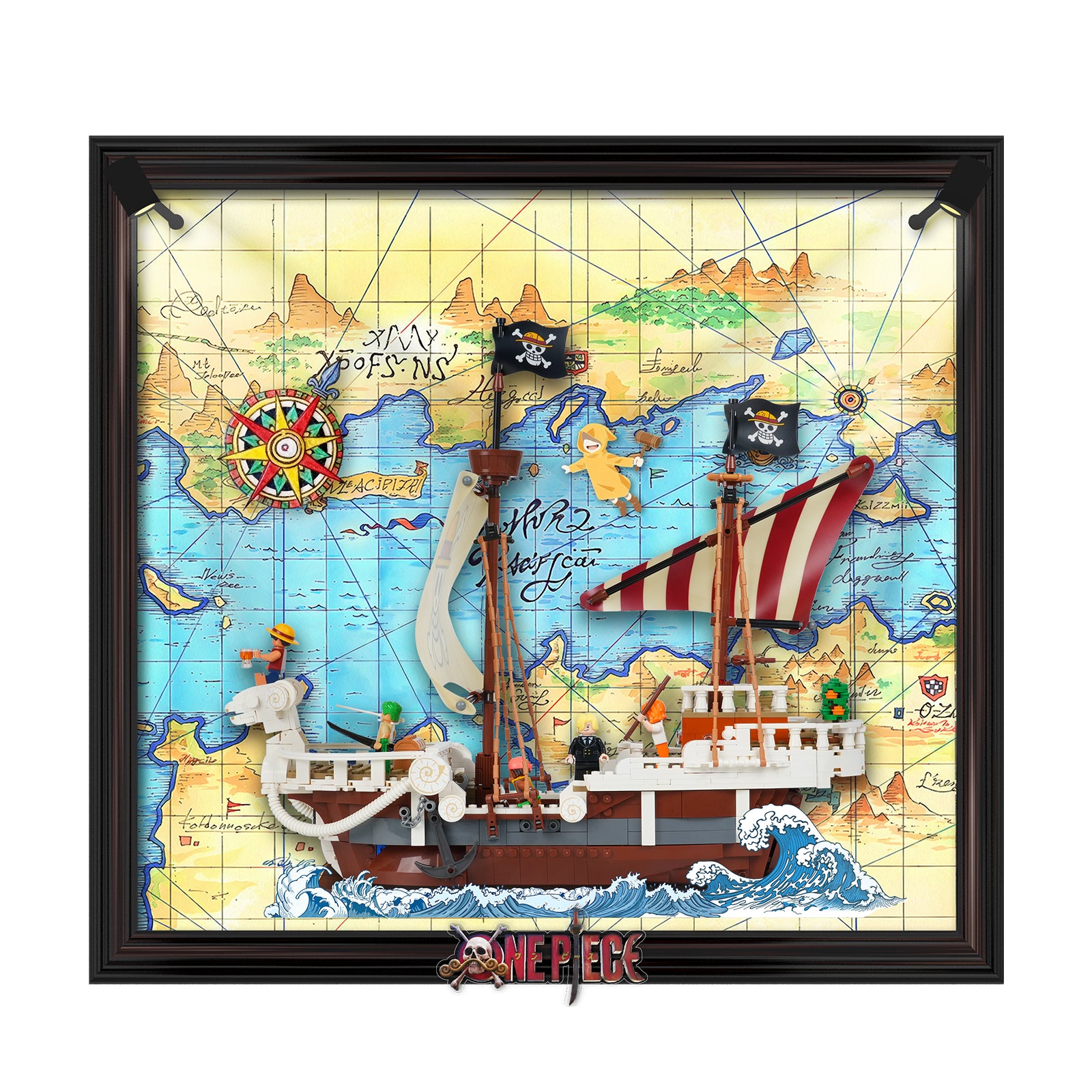 LED Light Acrylic Display Wall Mount for LEGO® One Piece 75639 The Going Merry Pirate Ship (LEGO® Set NOT Include)