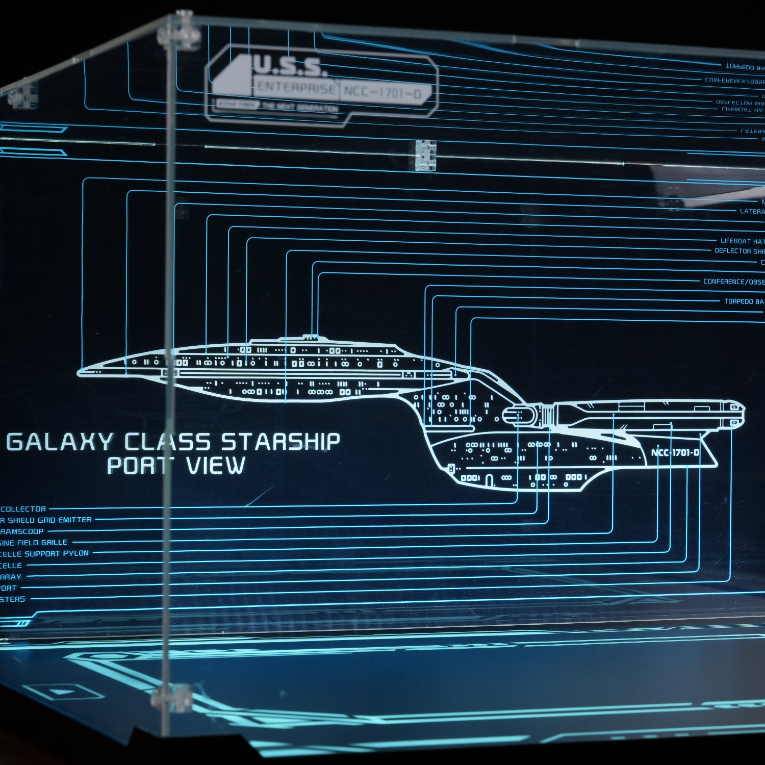 LED Light Acrylic Display Case for LEGO® Icons 10356 Star Trek: U.S.S. Enterprise NCC-1701-D™ (LEGO® Set Not Included).