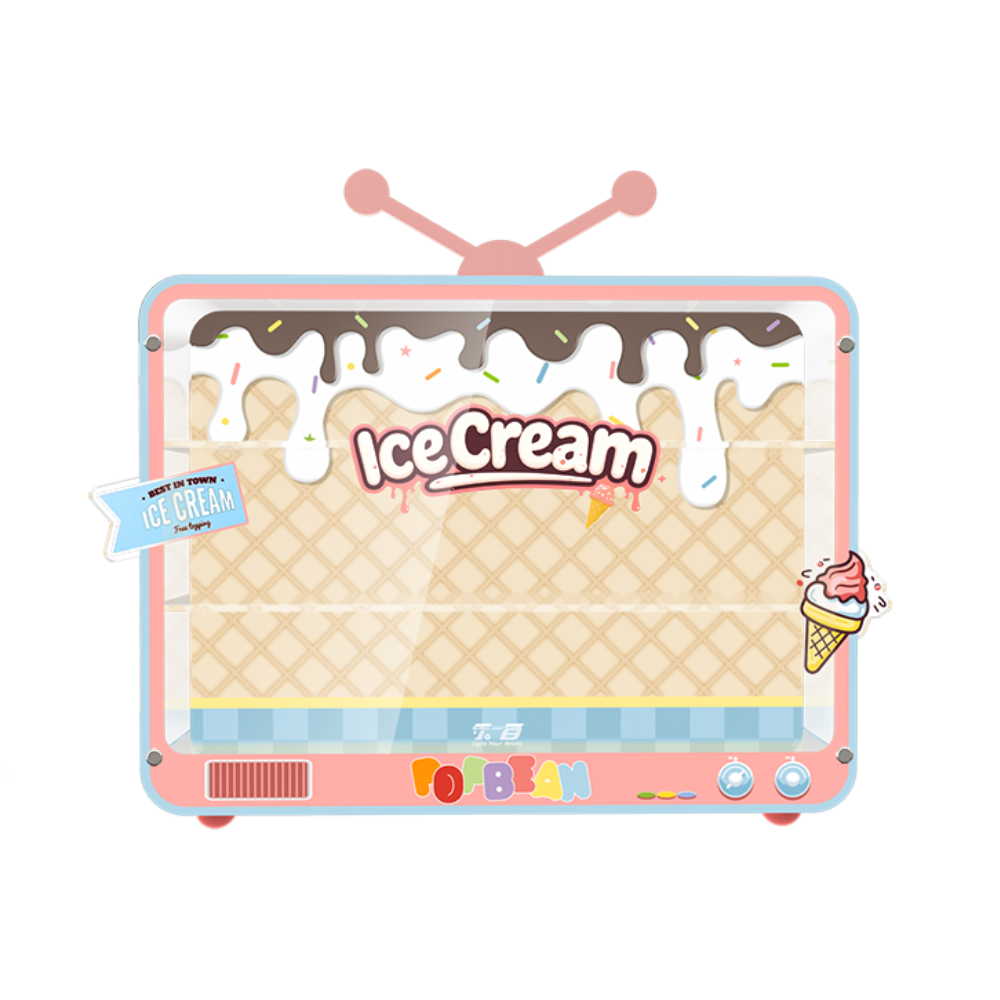 Acrylic TV-Style Frame for POP MART® BEAN "Ice Cream Series Figures" (Model Not Included)