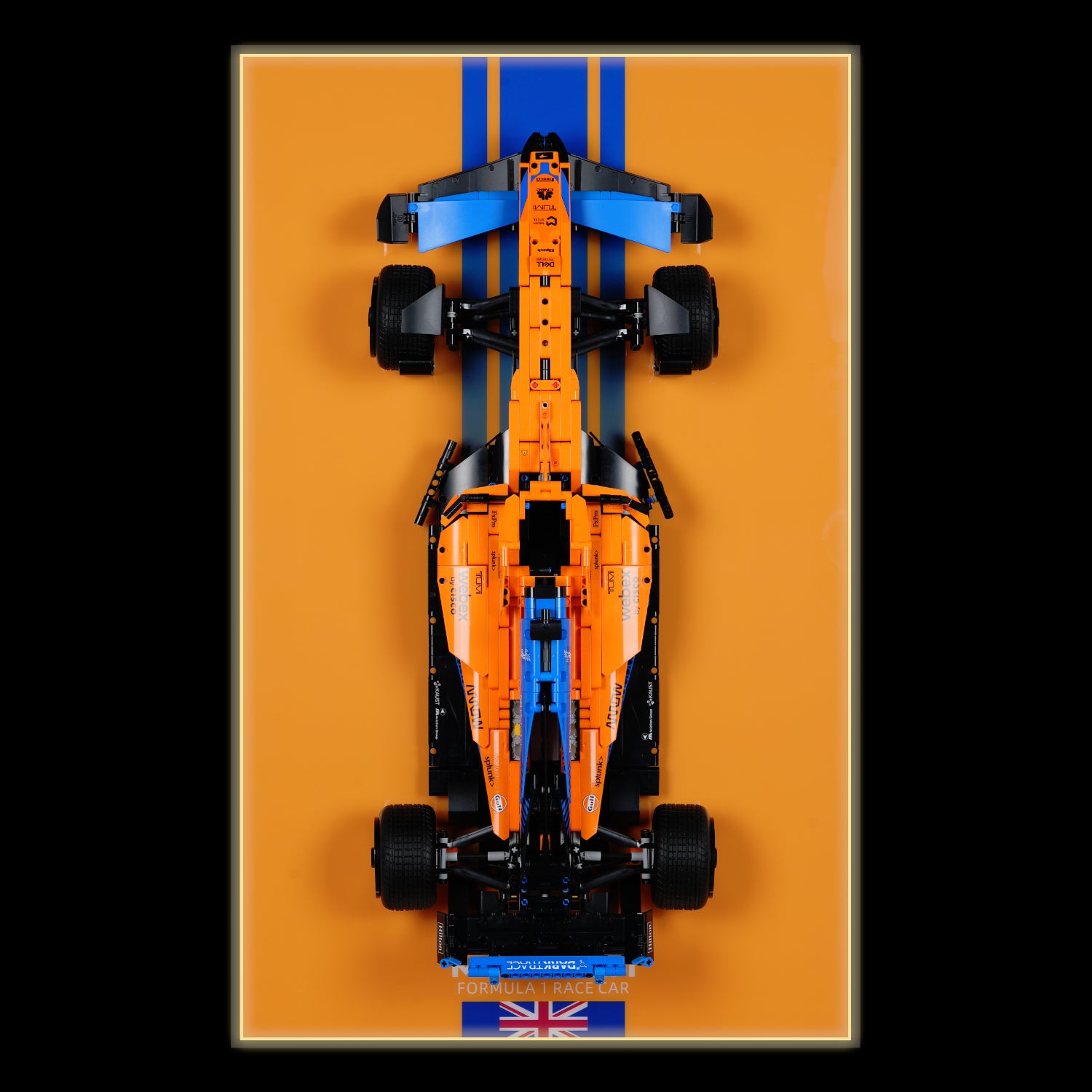 LED-beleuchtete Acryl-Wandhalterung für LEGO® 42141 Technic McLaren Formel1 2022 Nachbau F1-Rennwagen (LEGO-Set nicht enthalten)