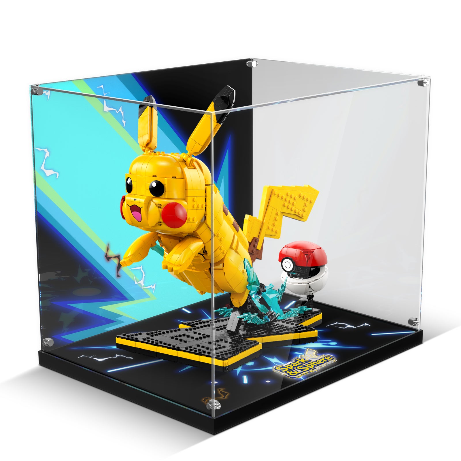 LED Light Acrylic Display Case for LEGO® Pokémon 72152 Pikachu and Poké Ball (LEGO® Set NOT Include)