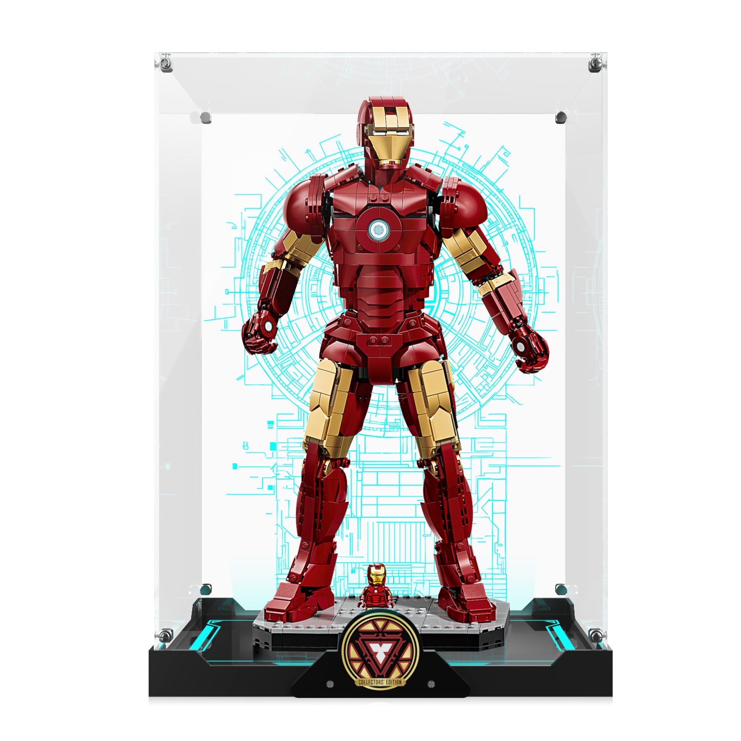LED Light Acrylic Display Case for LEGO® Marvel™ 76344 Iron Man Mark 3 Collectors' Edition (LEGO® Set Not Included).