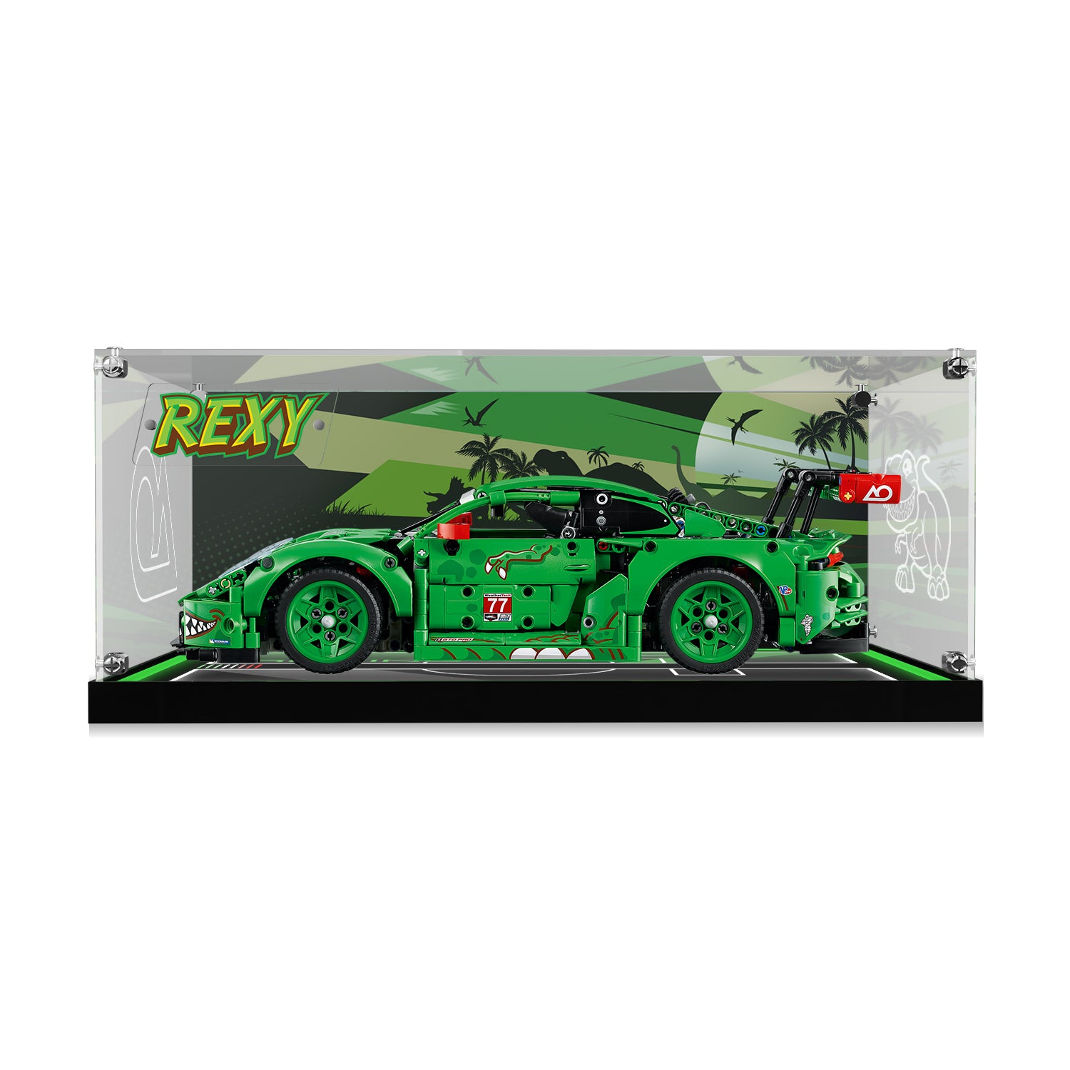 LED Light Acrylic Display Case for LEGO®  Technic™ 42224 Porsche 911 GT3 R REXY AO Racing Car (LEGO® Set Not Included).