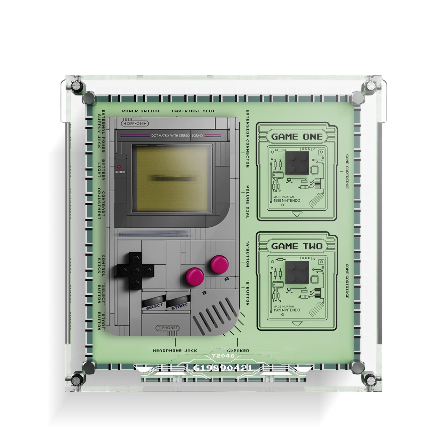 Acrylic Display Case for LEGO® Super Mario™ 72046 Game Boy™ (LEGO® Set NOT Include)