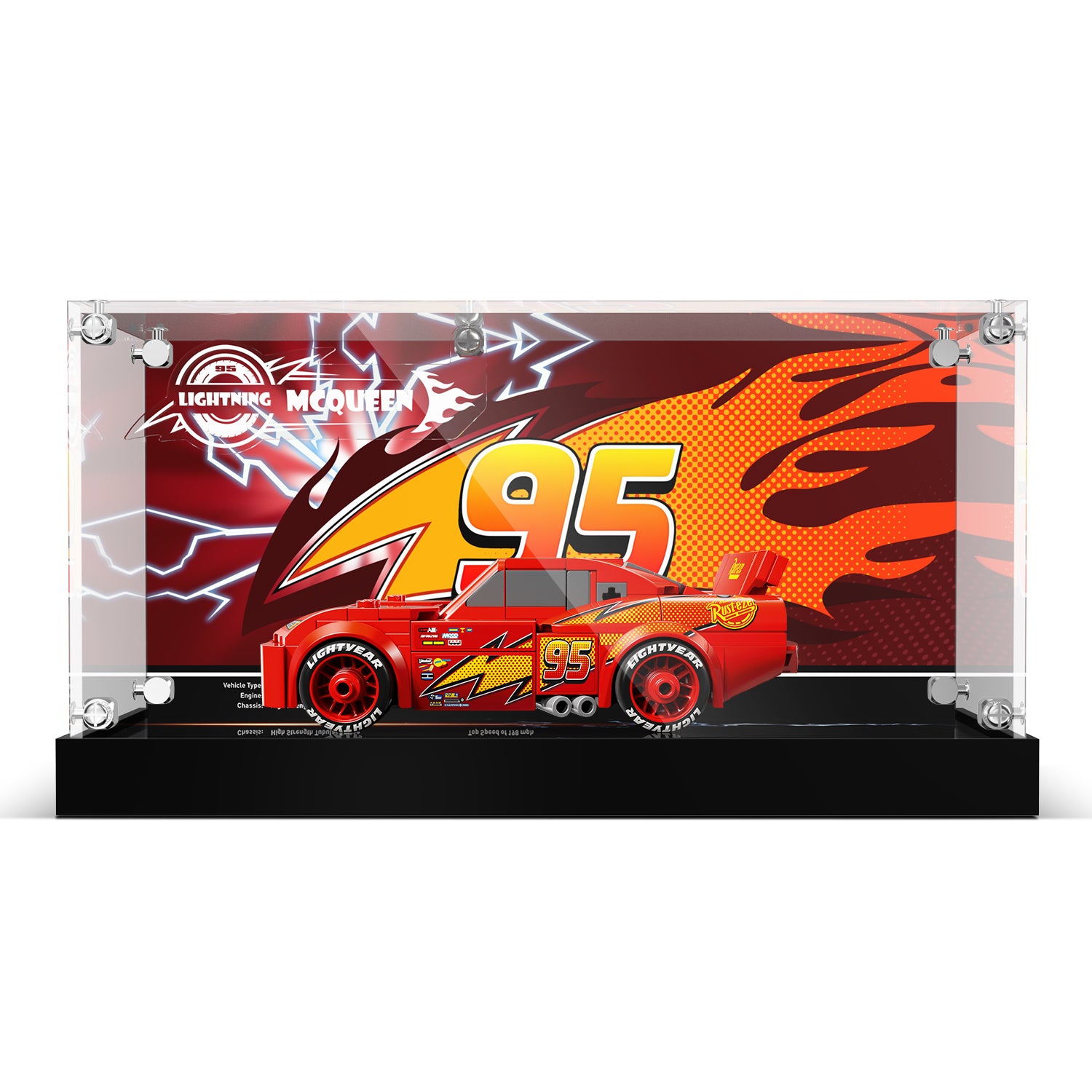 LED Light Acrylic Display Case for LEGO® Disney™ 77255 Lightning McQueen (LEGO® Set Not Included).
