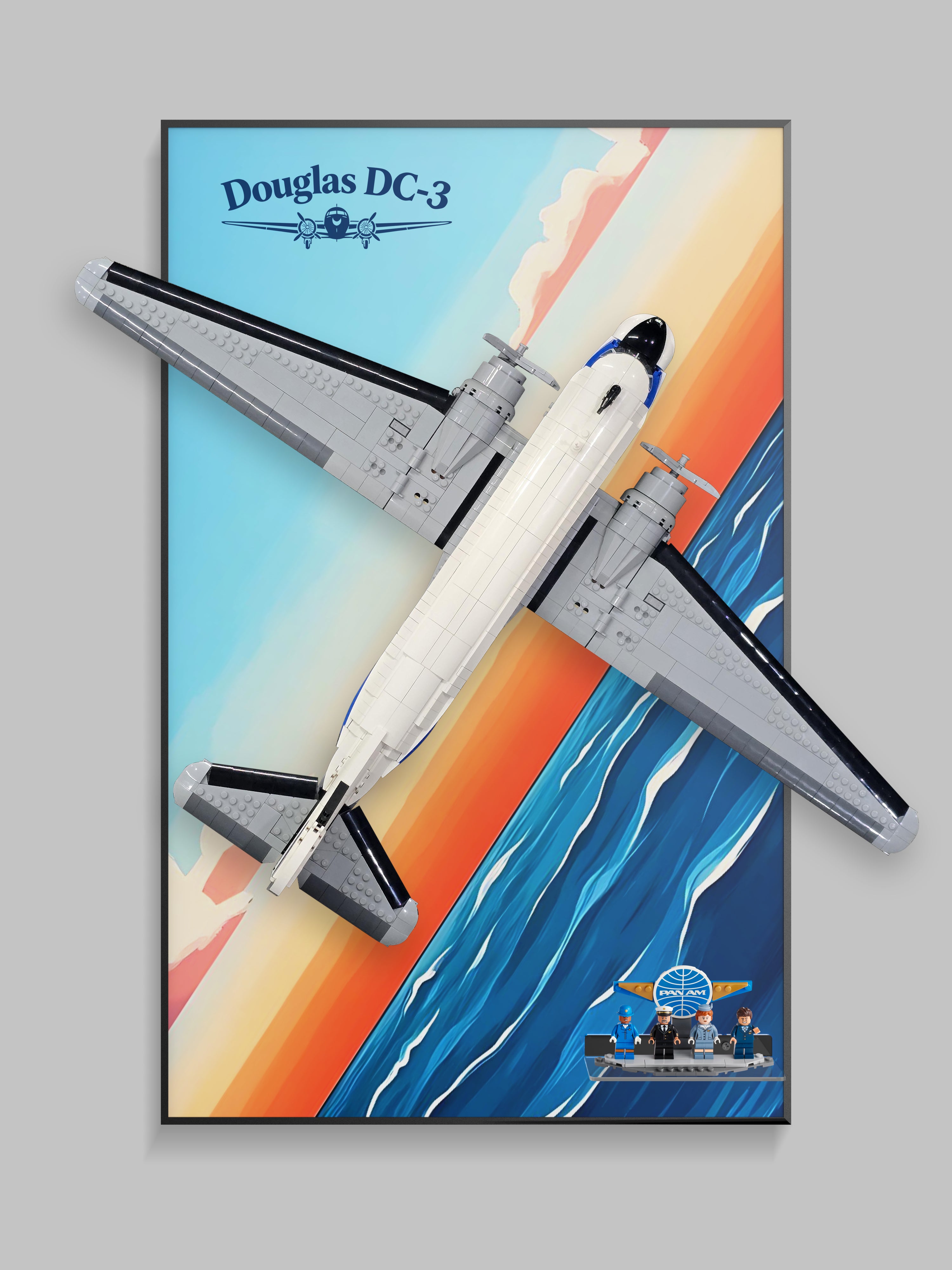 Acrylic Display Wall Mount for LEGO® Icons 11378 Douglas™ DC-3™ PAN AM® Airliner (LEGO® Set NOT Include)