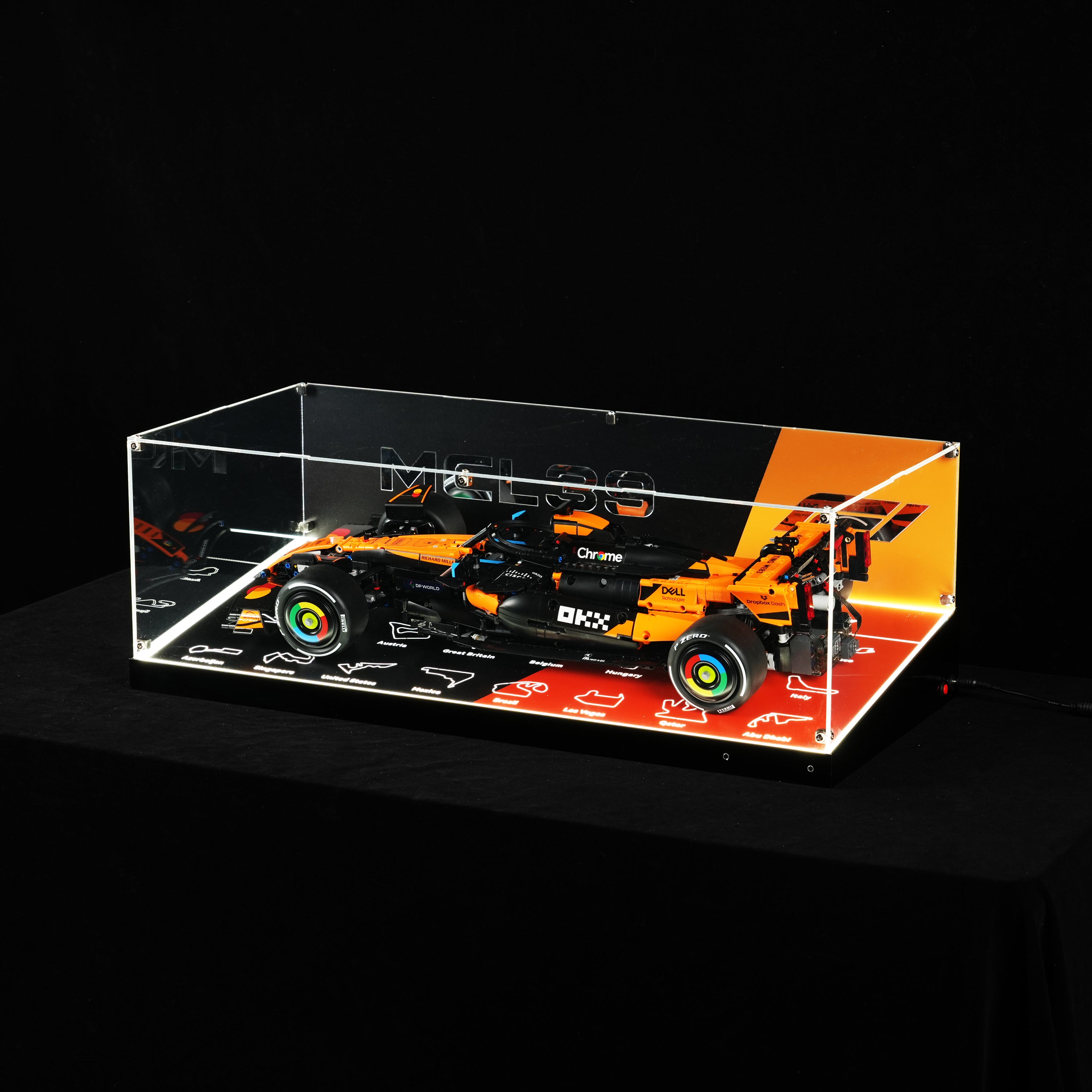 LED Light Acrylic Display Case for LEGO® Technic™ 42228 McLaren MCL39 F1 Car(LEGO® Set NOT Include)