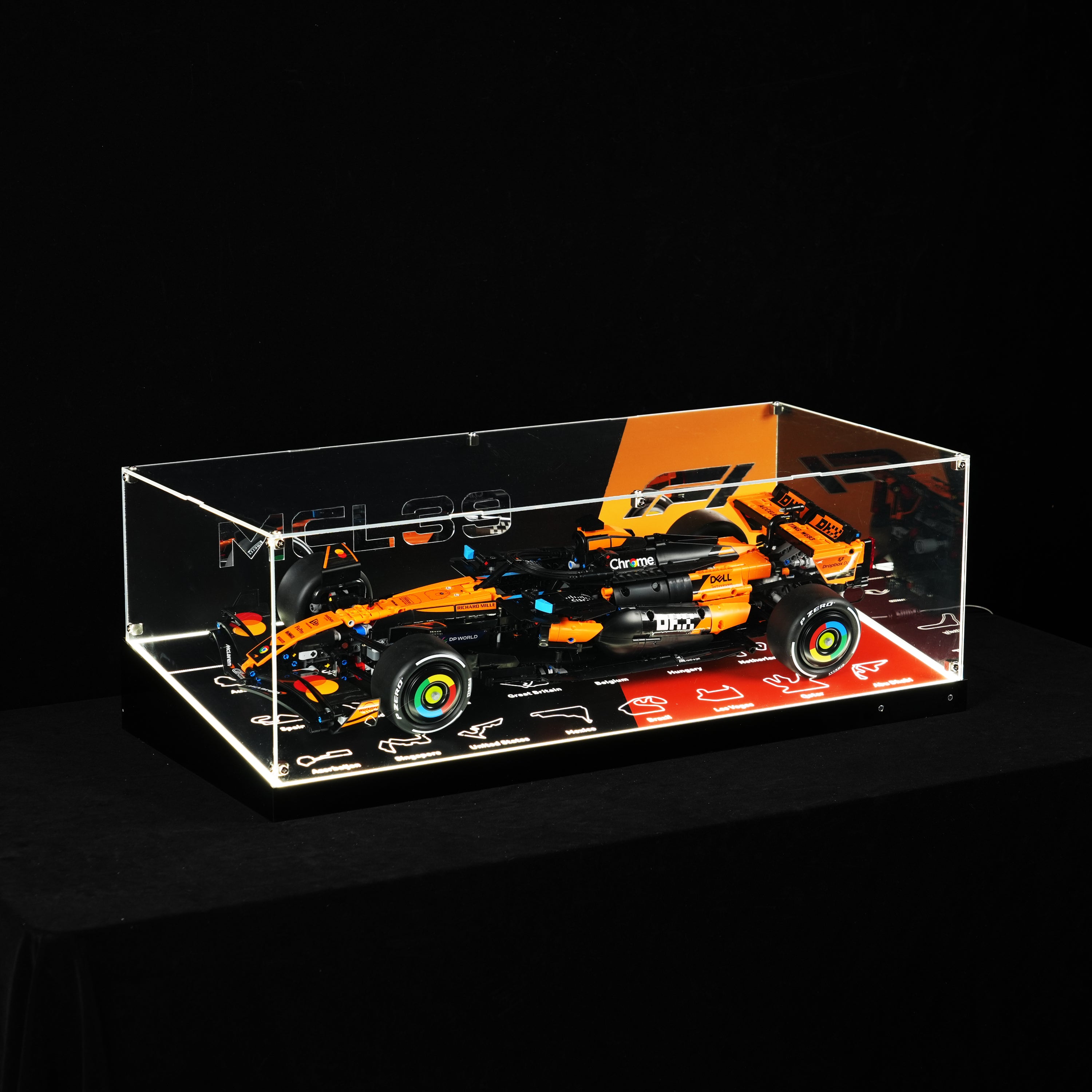 LED Light Acrylic Display Case for LEGO® Technic™ 42228 McLaren MCL39 F1 Car(LEGO® Set NOT Include)