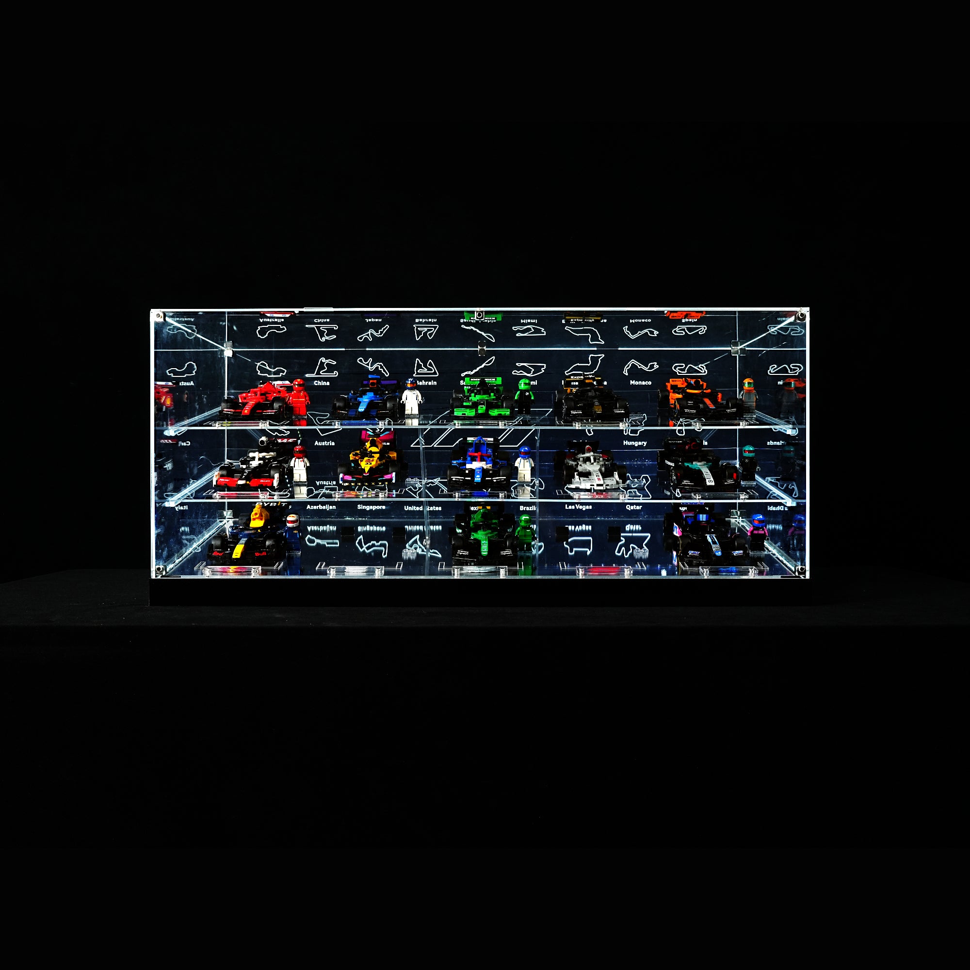 LED Light Acrylic Display Case for LEGO® Speed Champions F1 Car | 15 in 1 (LEGO® Set Not Included).