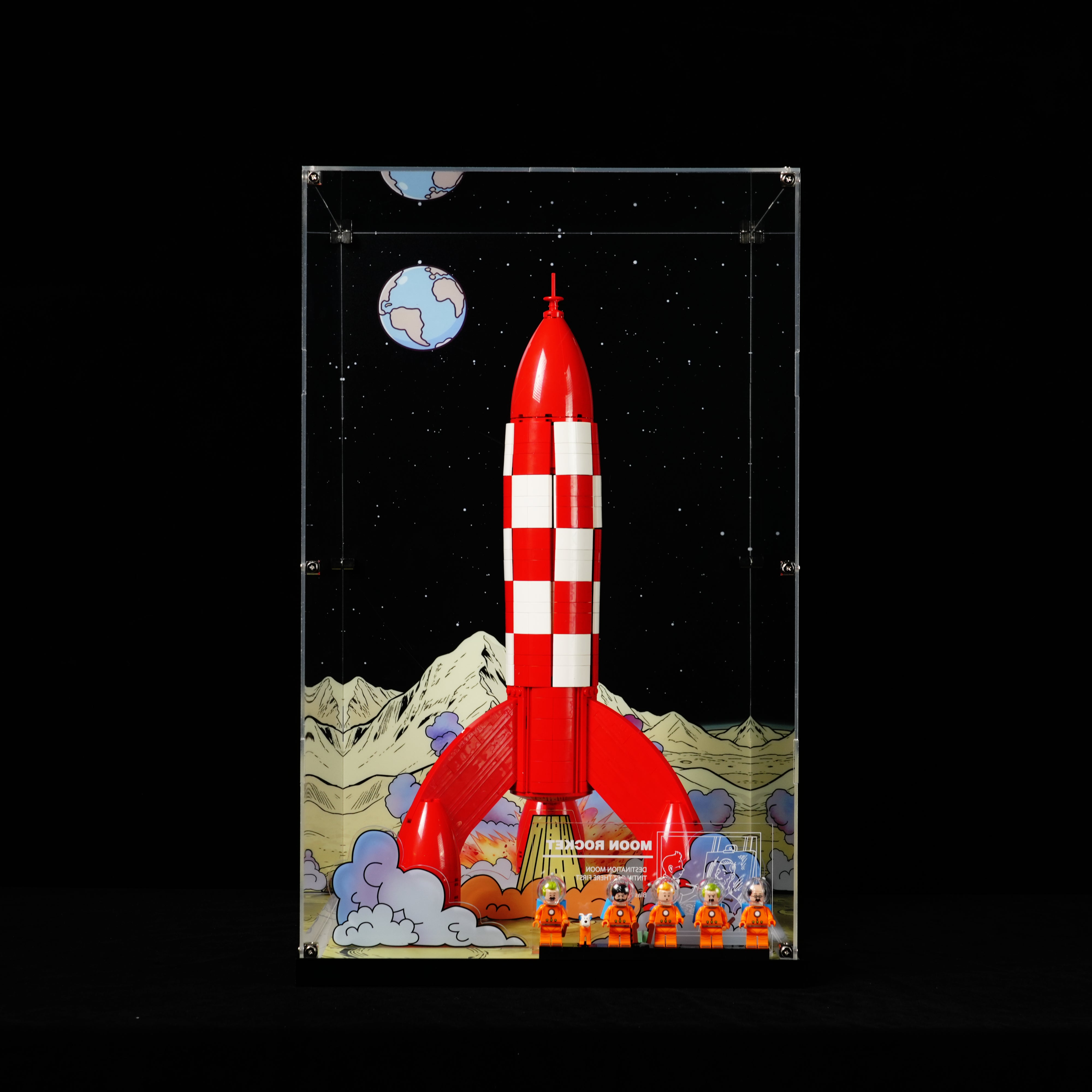 LED Light Acrylic Display Case for LEGO® Ideas 21367 Tintin® Moon Rocket  (LEGO® Set NOT Include)