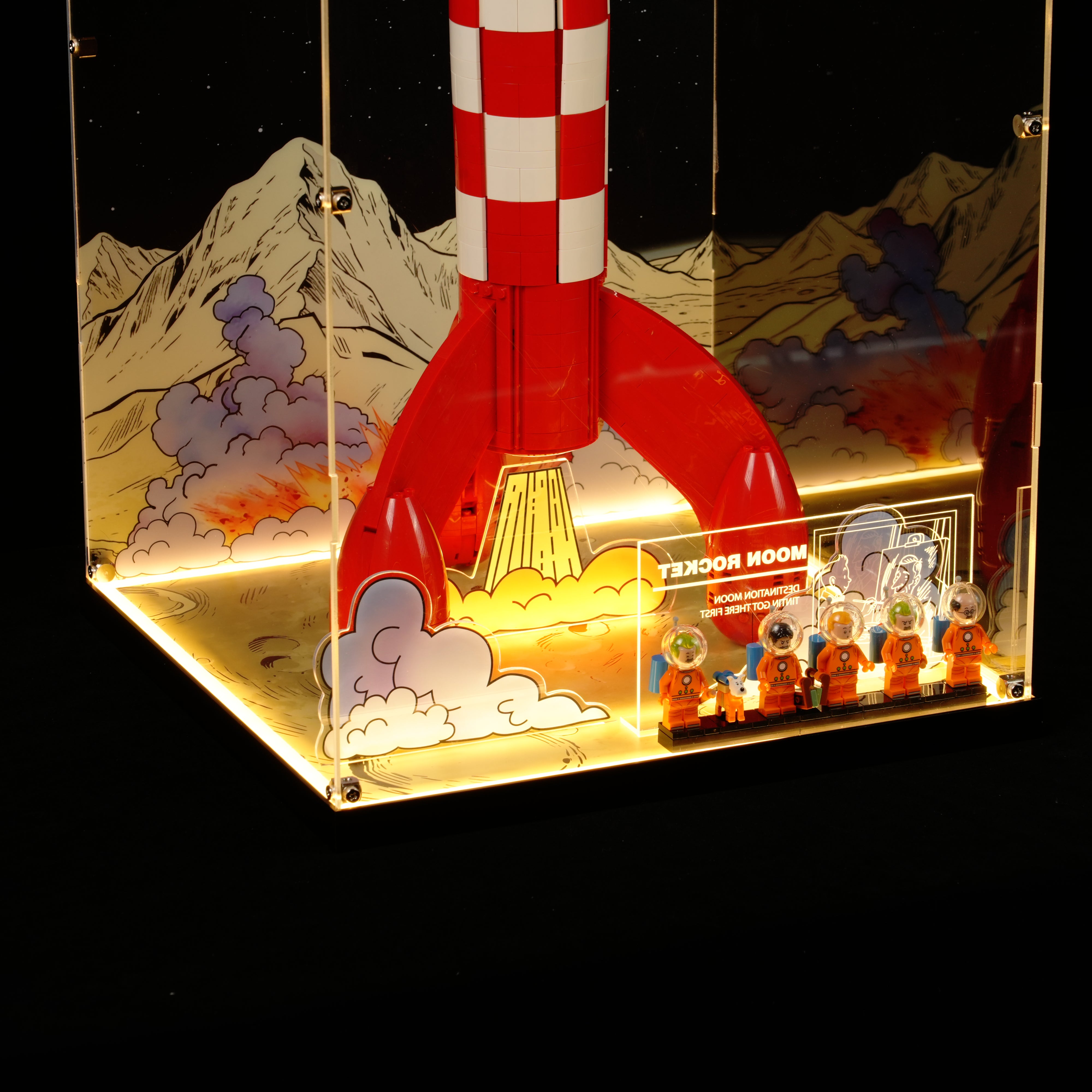 LED Light Acrylic Display Case for LEGO® Ideas 21367 Tintin® Moon Rocket  (LEGO® Set NOT Include)