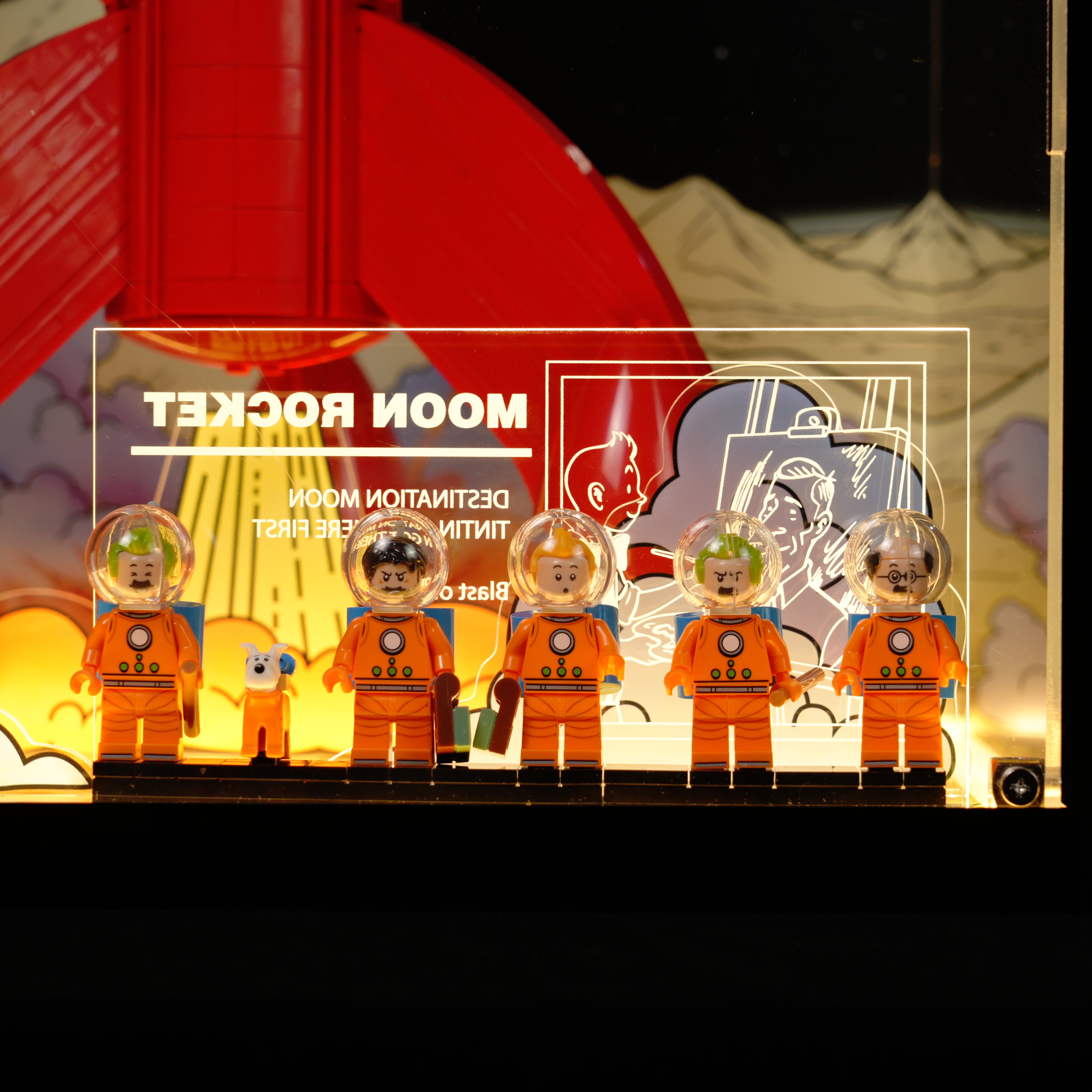LED Light Acrylic Display Case for LEGO® Ideas 21367 Tintin® Moon Rocket  (LEGO® Set NOT Include)