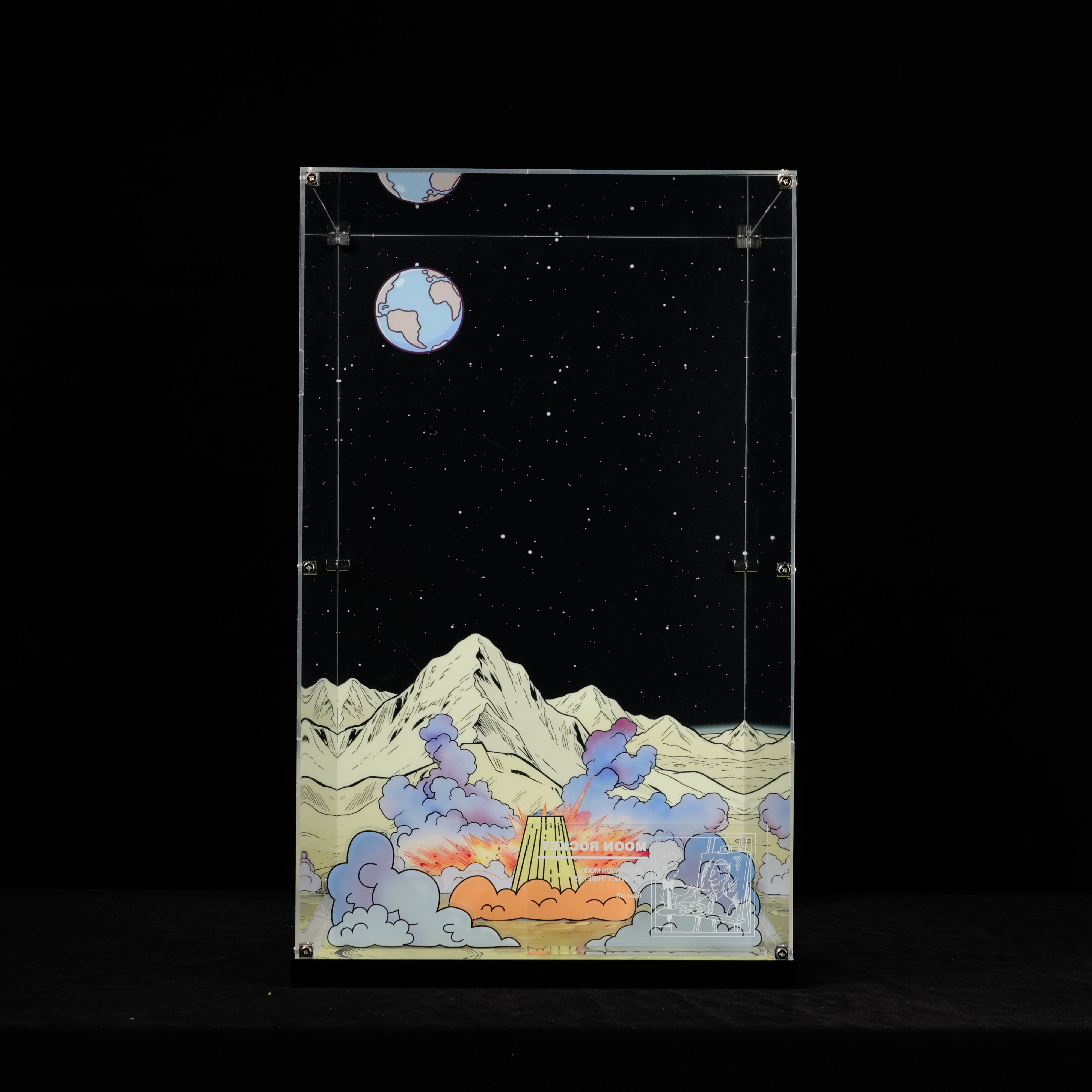 LED Light Acrylic Display Case for LEGO® Ideas 21367 Tintin® Moon Rocket  (LEGO® Set NOT Include)