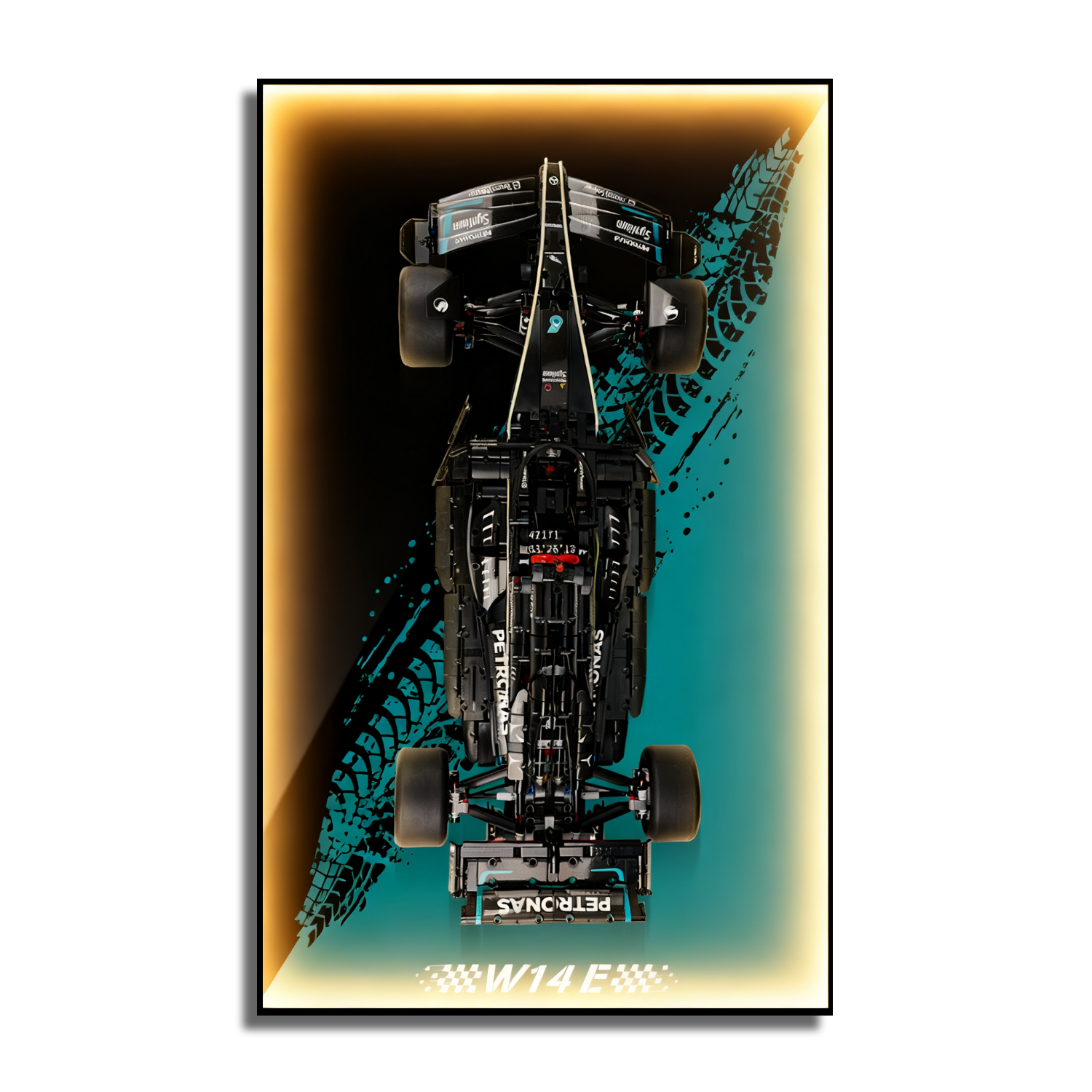 LED Light acrylic Display Wall Mount for LEGO® 42171 Technic Mercedes-AMG W14 E Performance F1 Car (Lego set Not Included)