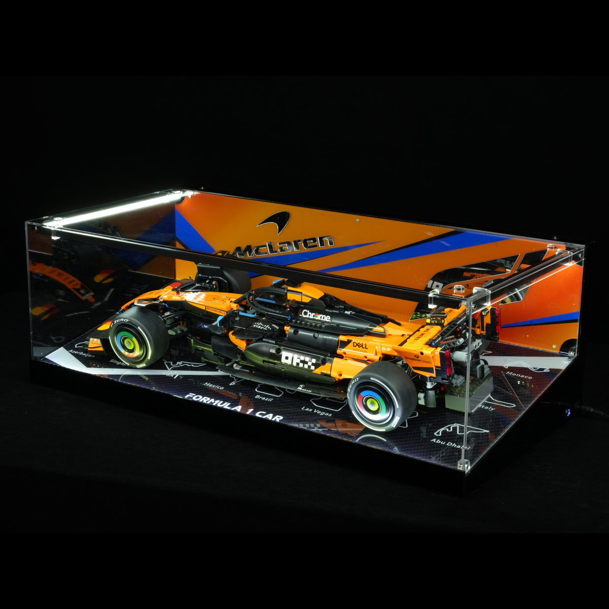 One-Piece Design LED Light Acrylic Display Case for LEGO® Technic™ 42228 McLaren MCL39 F1 Car (LEGO® Set NOT Include)