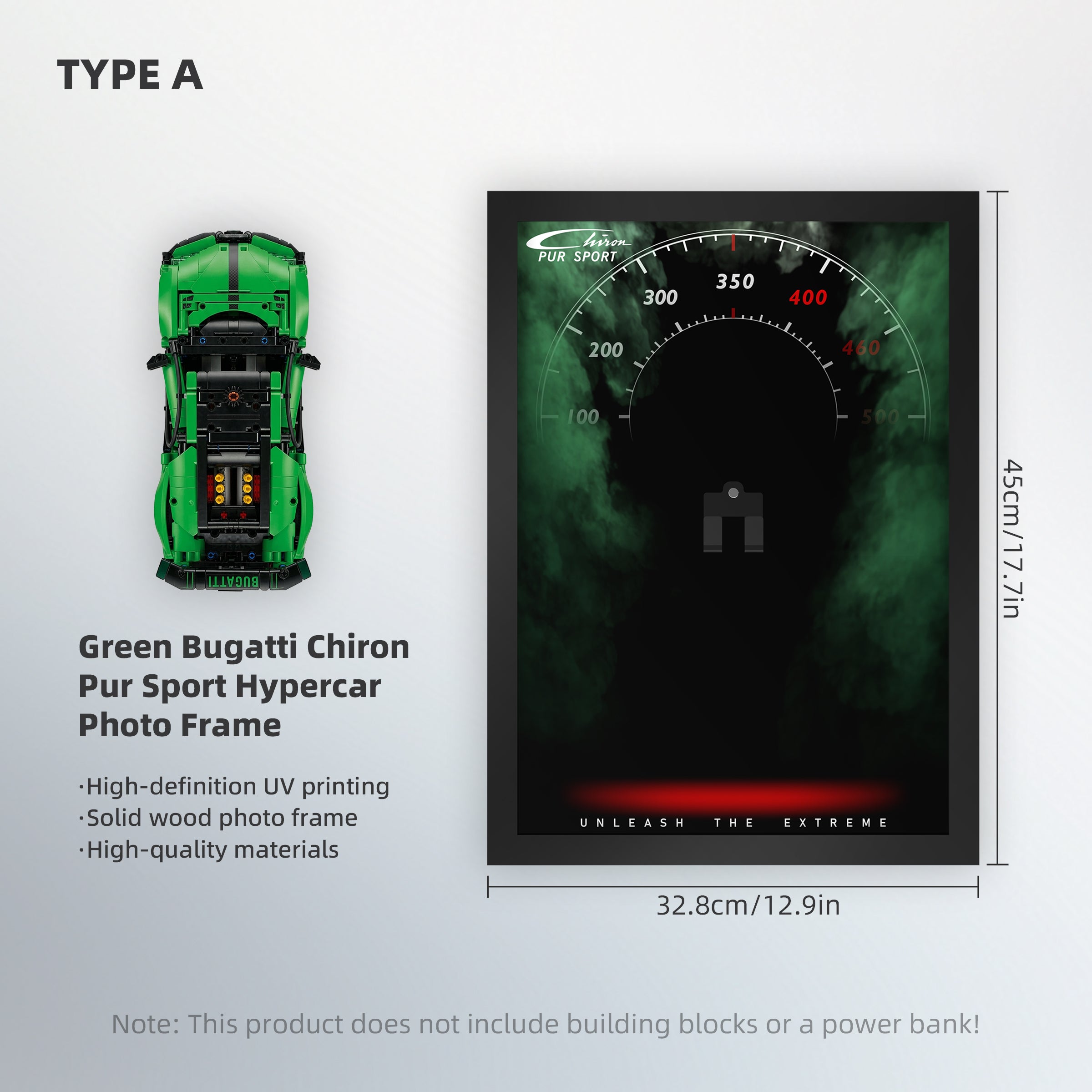 Display Wall Mount for LEGO® Technic™ 42241 Green Bugatti Chiron Pur Sport Hypercar (LEGO® Set NOT Include)