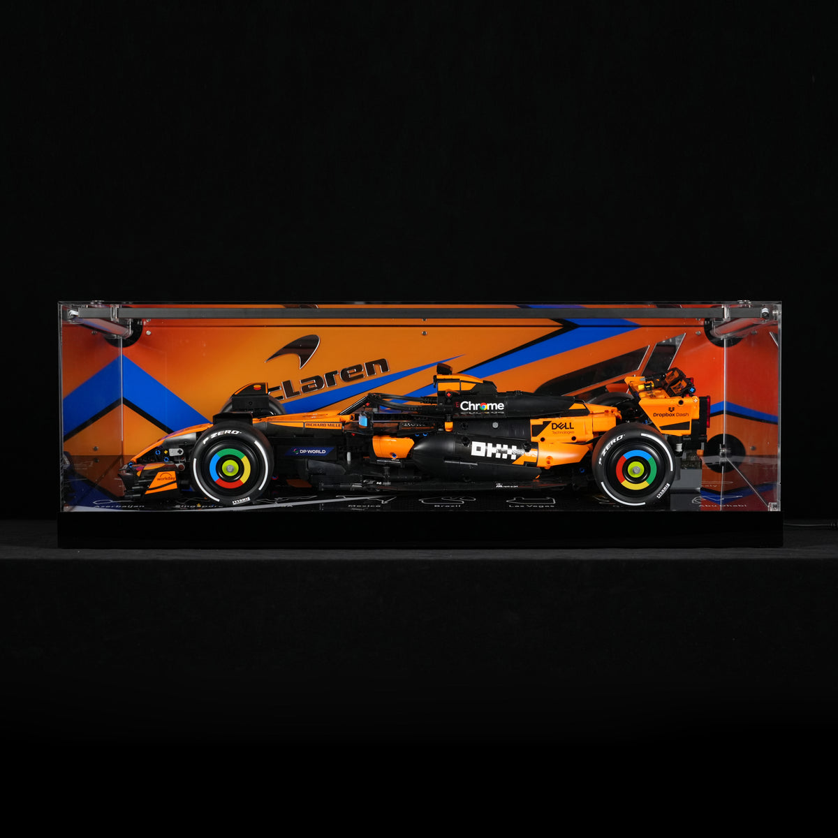One-Piece Design LED Light Acrylic Display Case for LEGO® Technic™ 42228 McLaren MCL39 F1 Car (LEGO® Set NOT Include)