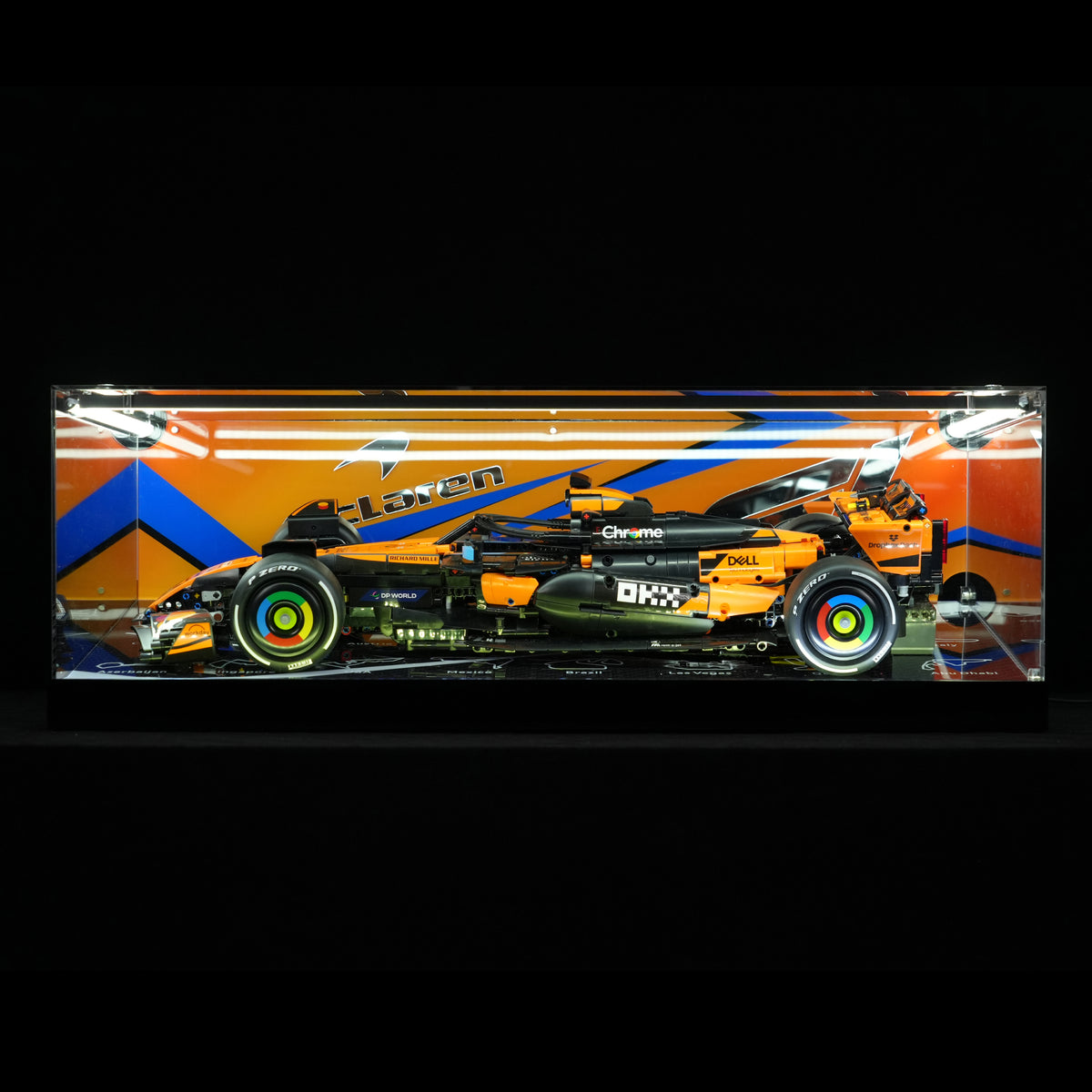 One-Piece Design LED Light Acrylic Display Case for LEGO® Technic™ 42228 McLaren MCL39 F1 Car (LEGO® Set NOT Include)