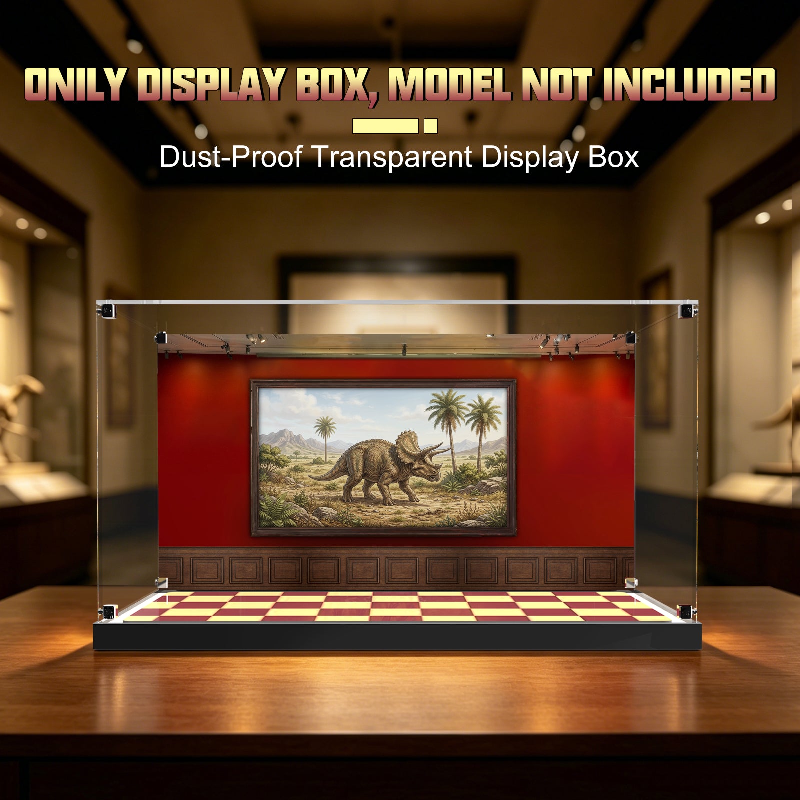 LED Light Acrylic Display Case for LEGO® Jurassic World™  77985 Dinosaur Fossils: Triceratops (LEGO® Set NOT Include)