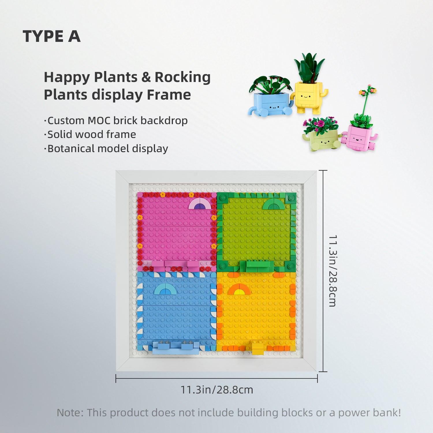 Display Wall Mount for LEGO® Botanicals 10349 & 11506 Happy Plants & Rocking Plants (LEGO® Set NOT Include)