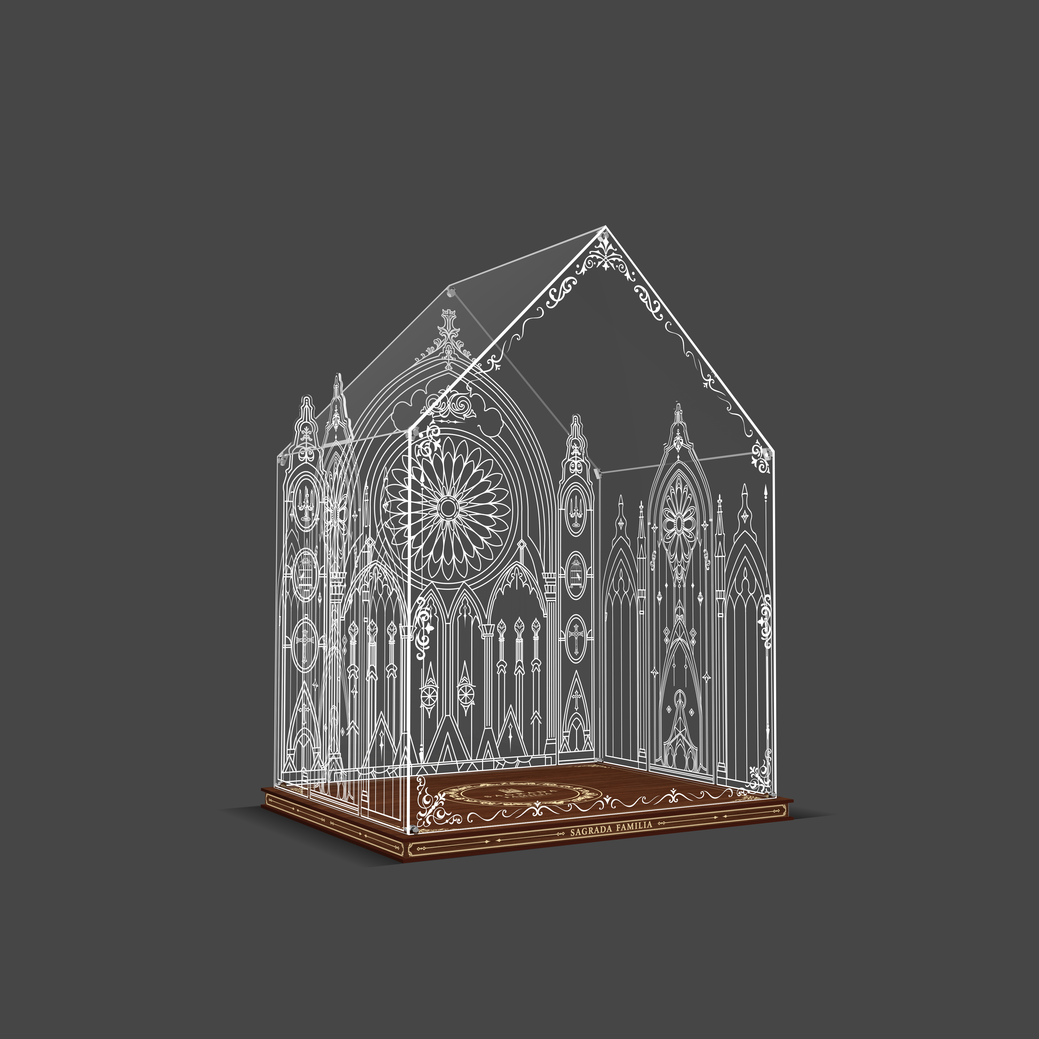 LED Light Acrylic Display Case for LEGO® Architecture 21065 Sagrada Família (LEGO® Set Not Included)