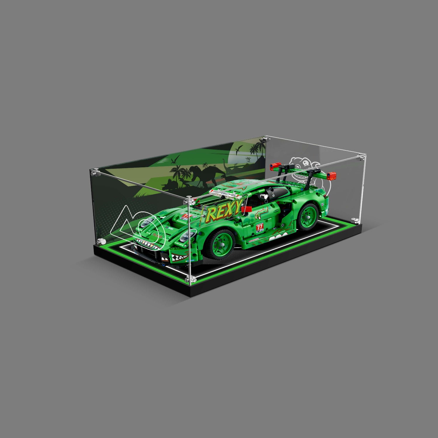 pre-order LED Light Acrylic Display Case for LEGO® Technic™ 42224 Porsche 911 GT3 R REXY AO Racing Car (LEGO® Set Not Included).