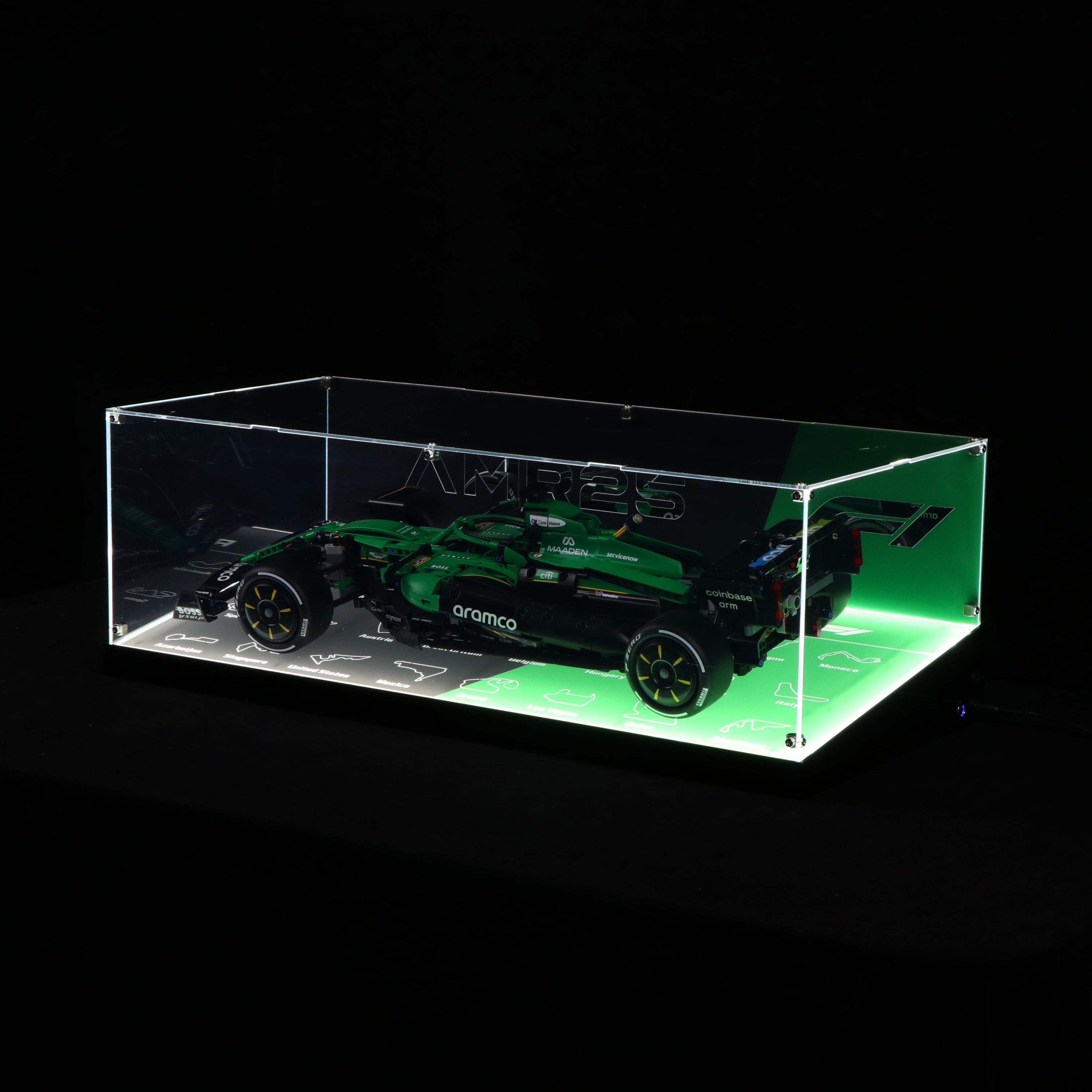 LED Light Acrylic Display Case for LEGO® Technic 42240 Aston Martin Aramco AMR25 F1® Car (LEGO® Set NOT Include)