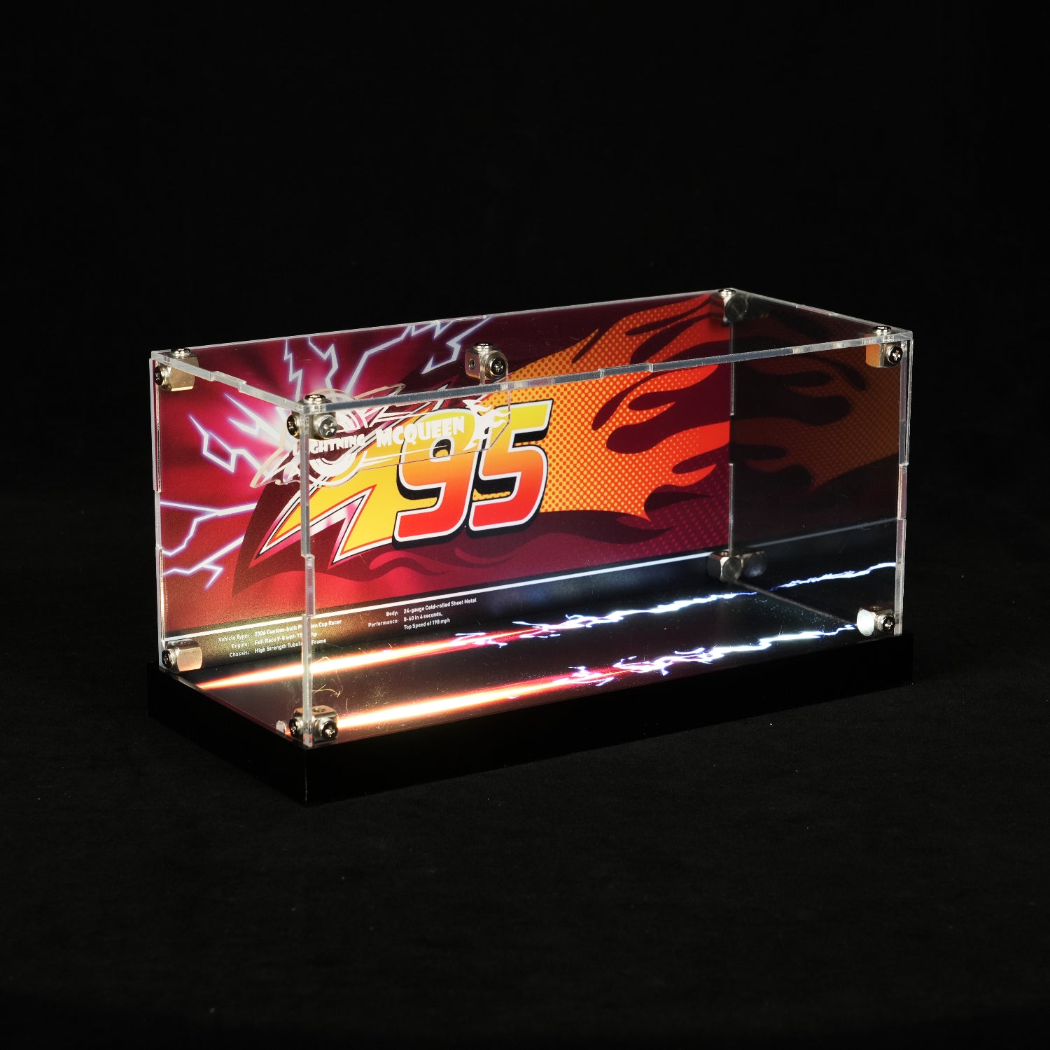 LED Light Acrylic Display Case for LEGO® Disney™ 77255 Lightning McQueen (LEGO® Set Not Included).