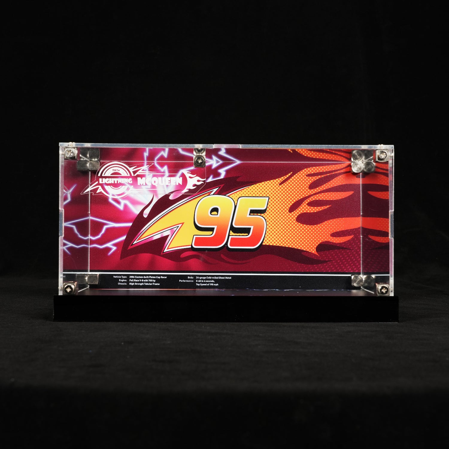 LED Light Acrylic Display Case for LEGO® Disney™ 77255 Lightning McQueen (LEGO® Set Not Included).