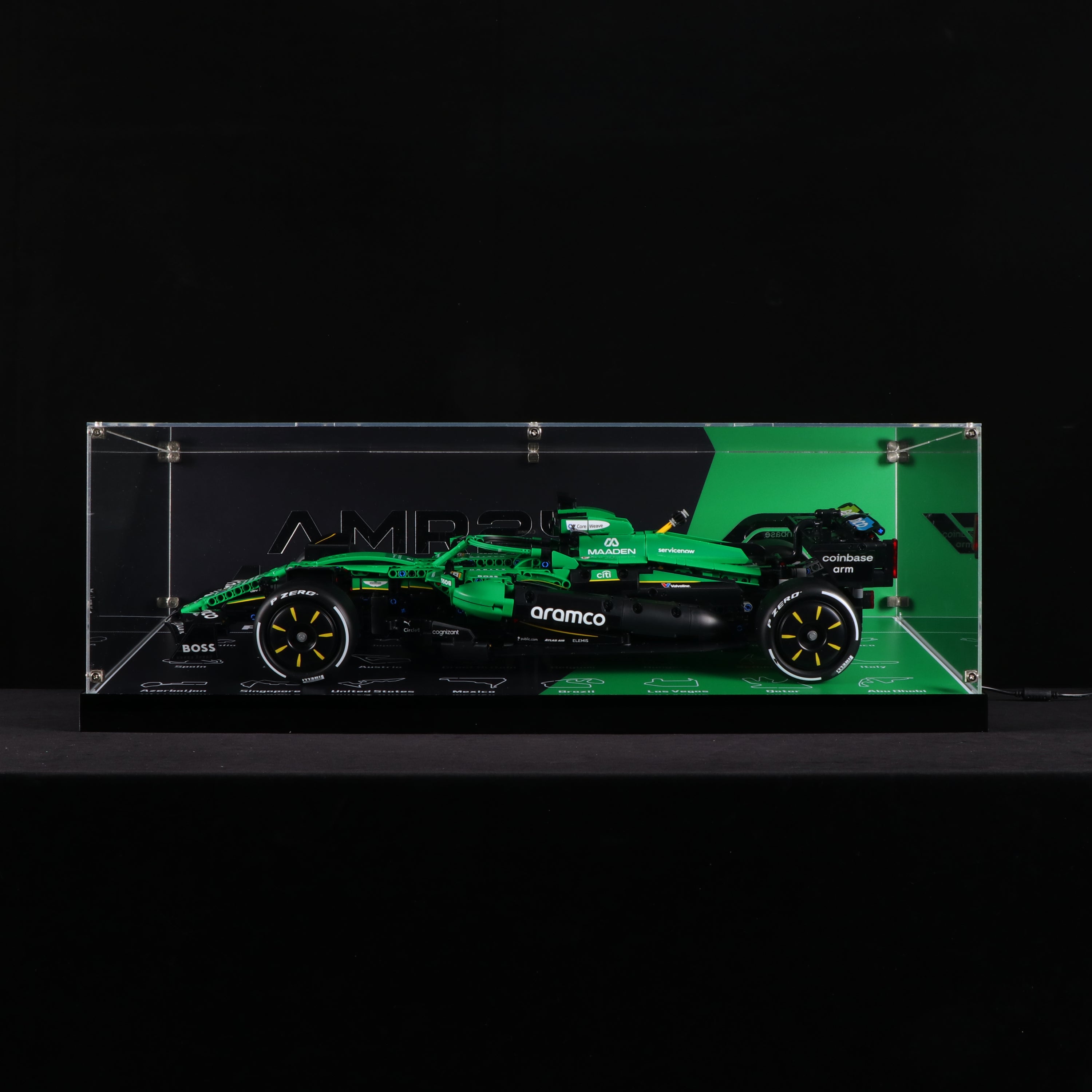 LED Light Acrylic Display Case for LEGO® Technic 42240 Aston Martin Aramco AMR25 F1® Car (LEGO® Set NOT Include)