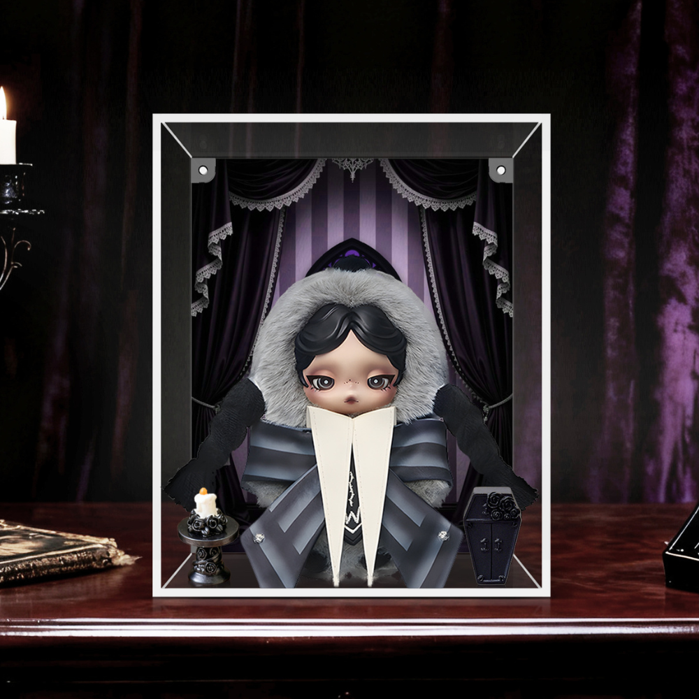 Acrylic Display Case for POP MART® SKULLPANDA “Wednesday Plush “   (Model Not Included)