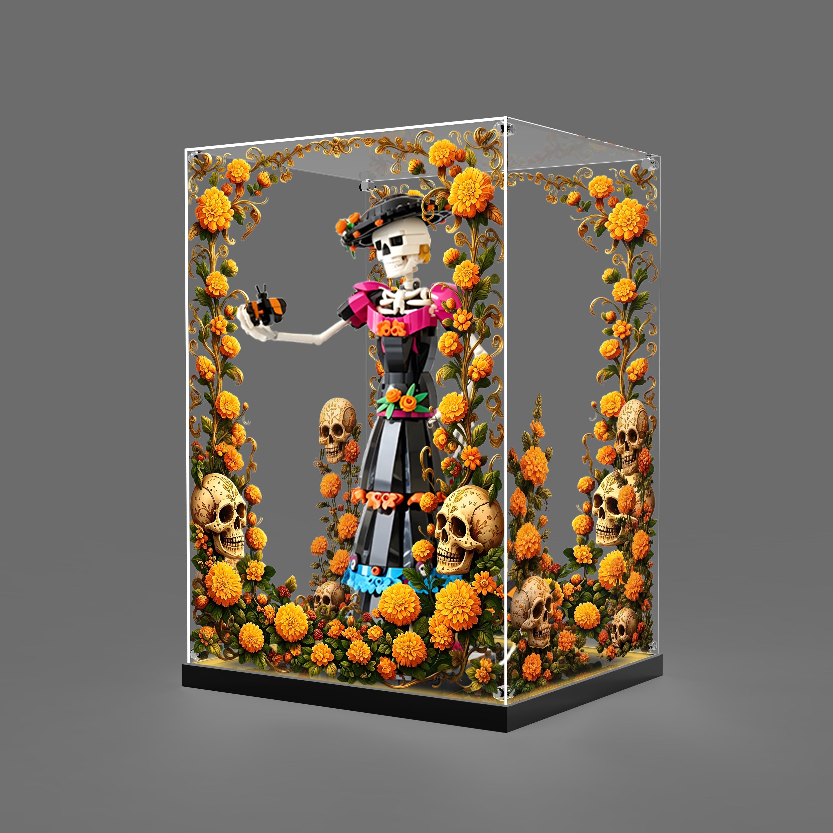LED Light Acrylic Display Case for LEGO® Ideas 21372 La Catrina (LEGO® Set Not Included)