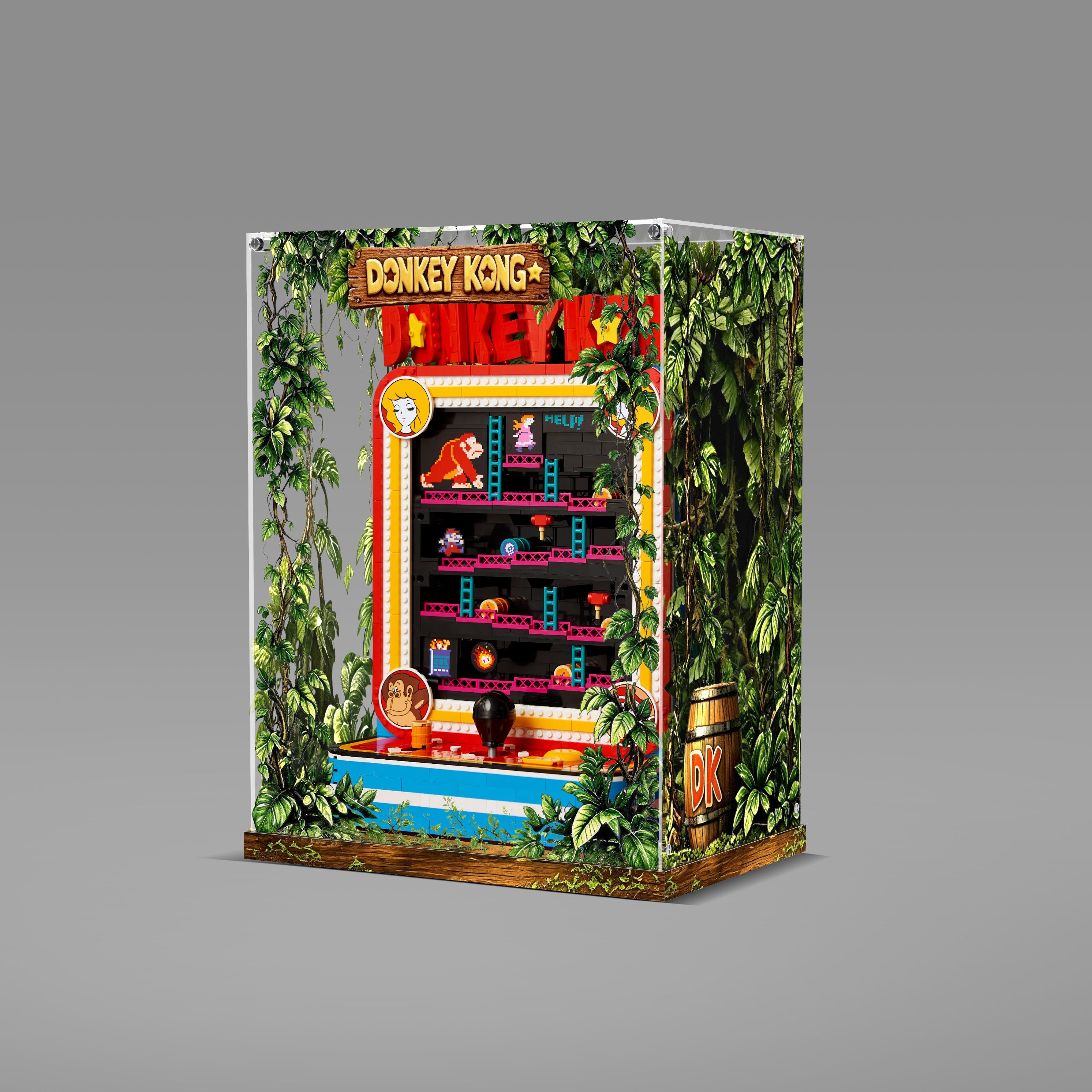 Acrylic Display Case for LEGO® Super Mario™ 72051 Donkey Kong™ Arcade (LEGO® Set Not Included)