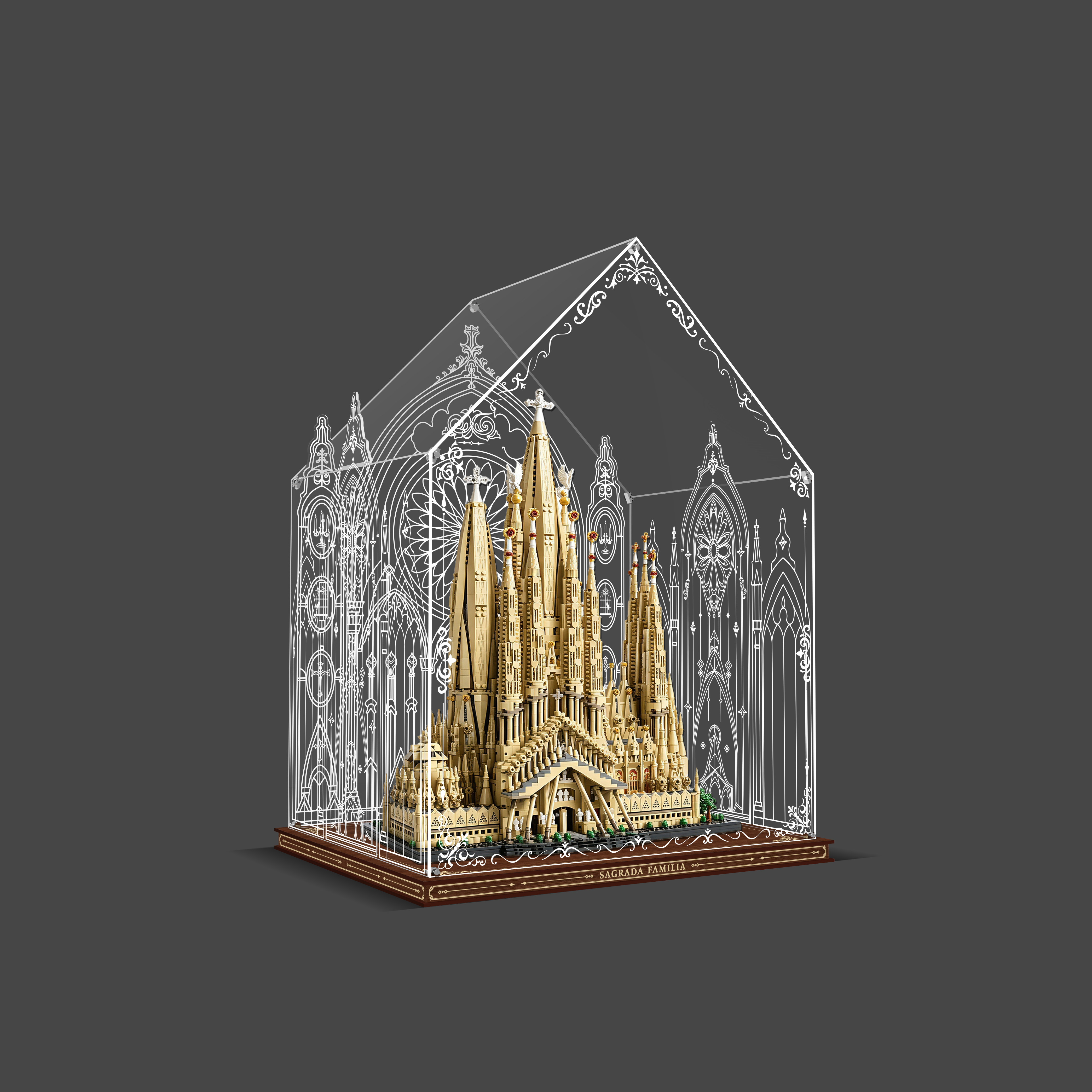 LED Light Acrylic Display Case for LEGO® Architecture 21065 Sagrada Família (LEGO® Set Not Included)