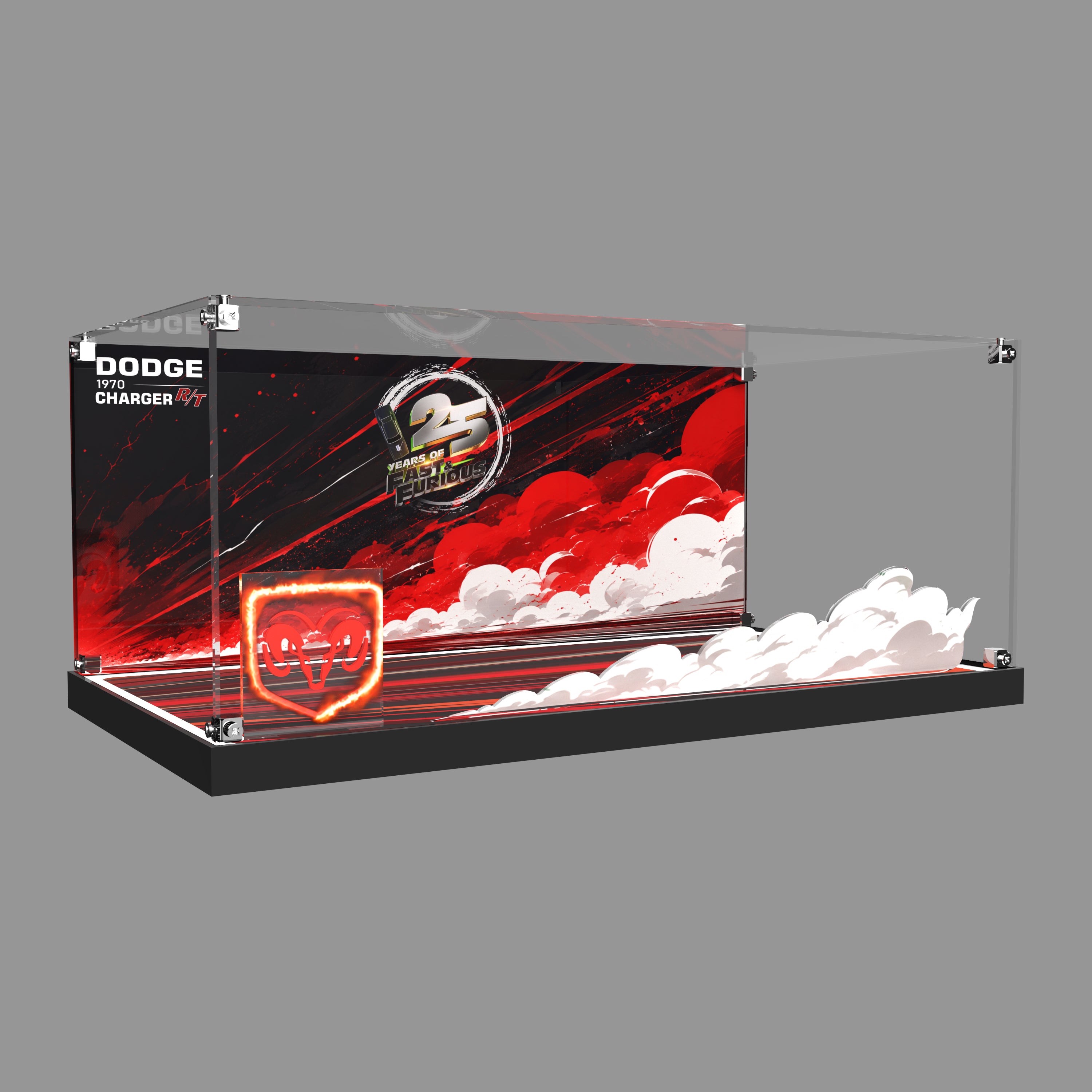 LED Light Acrylic Display Case for LEGO® Technic™ 42231 Fast and Furious Dodge Charger R/T Car (LEGO® Set NOT Include)