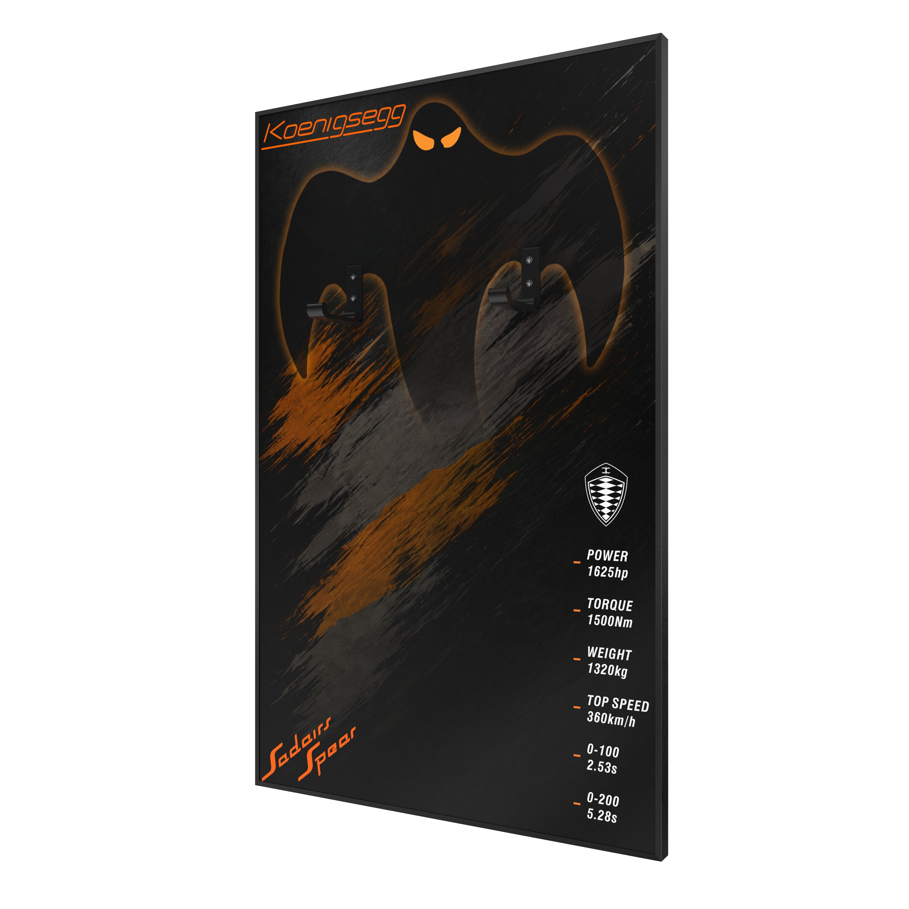 Acrylic Display Wall Mount for Technic 42232 Koenigsegg Sadair's Spear Megacar (LEGO® Set Not Included).