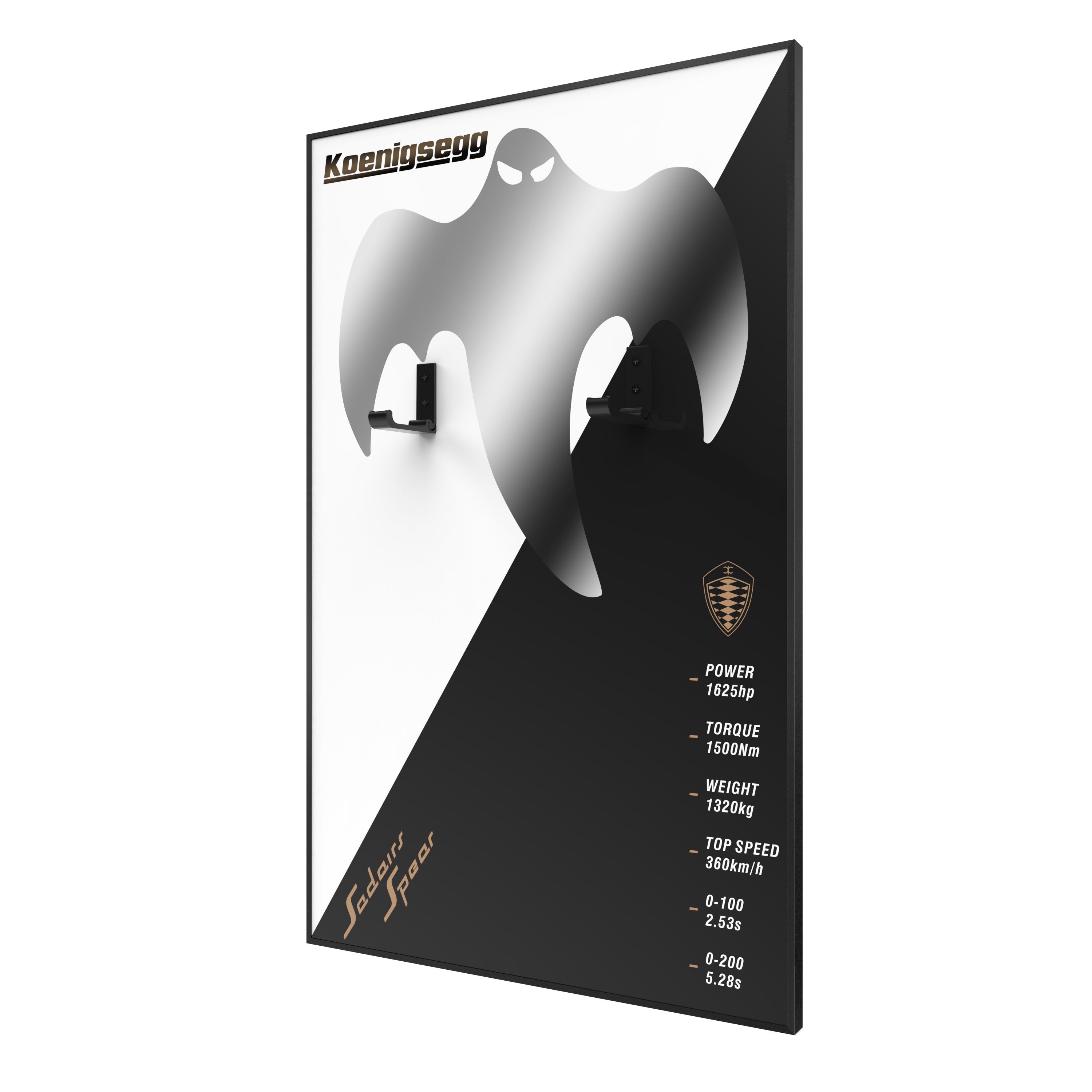 Acrylic Display Wall Mount for Technic 42232 Koenigsegg Sadair's Spear Megacar (LEGO® Set Not Included).